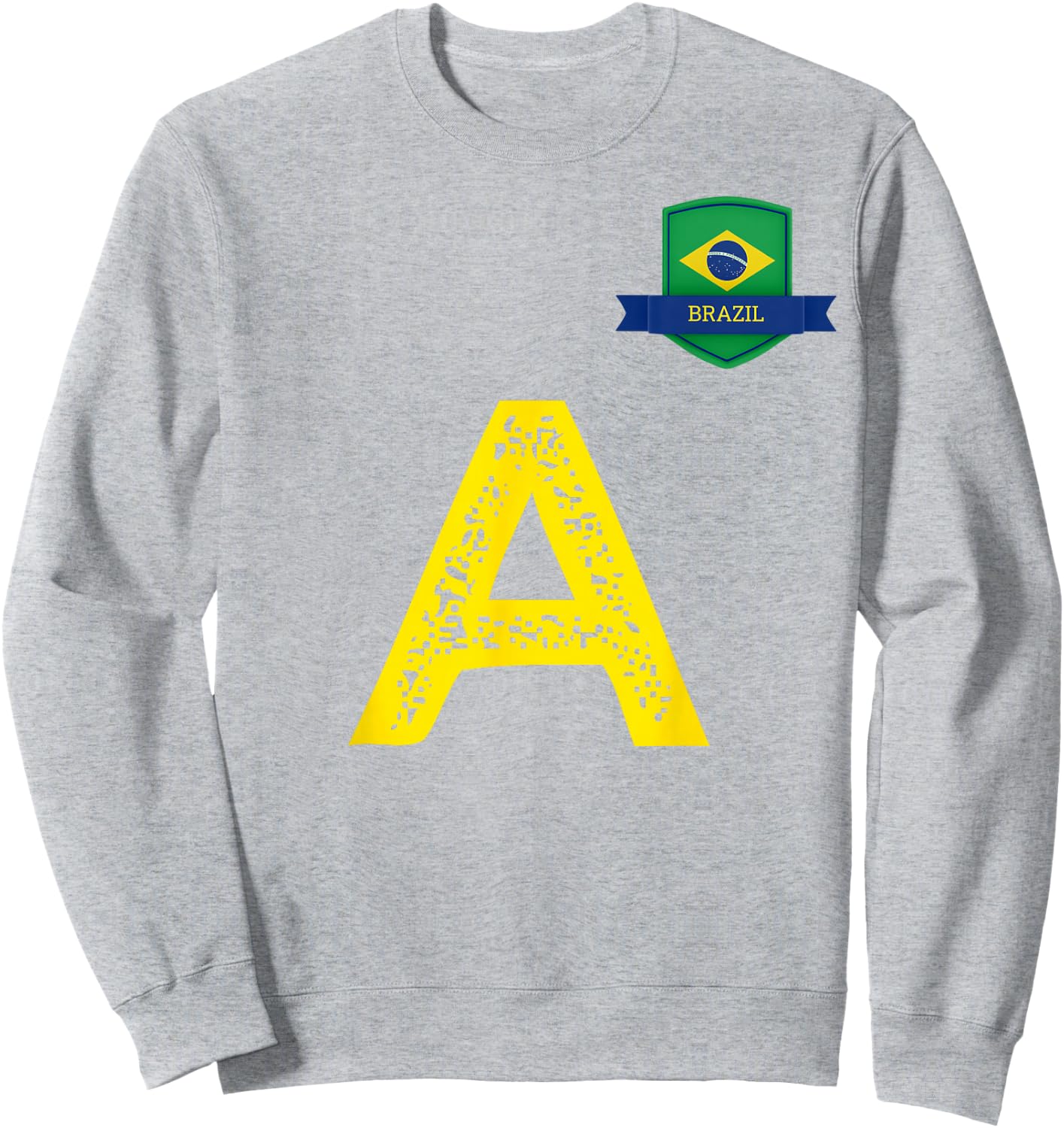 Brazil Human-Flag Letter A Brazil Sweatshirt - Sweatshirt | Ash