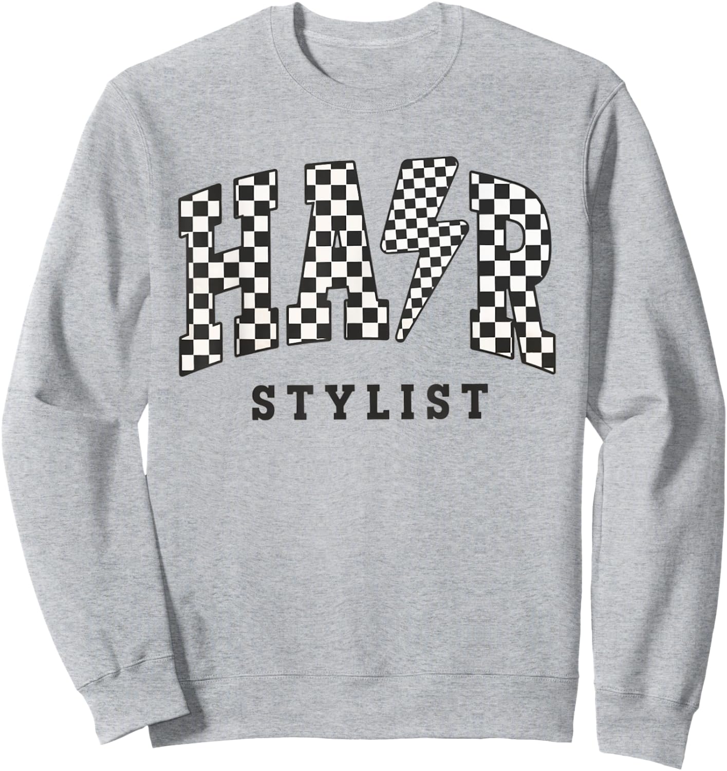 Retro Checkered Hair Stylist Graduation Cosmetology School Sweatshirt - Sweatshirt | Ash