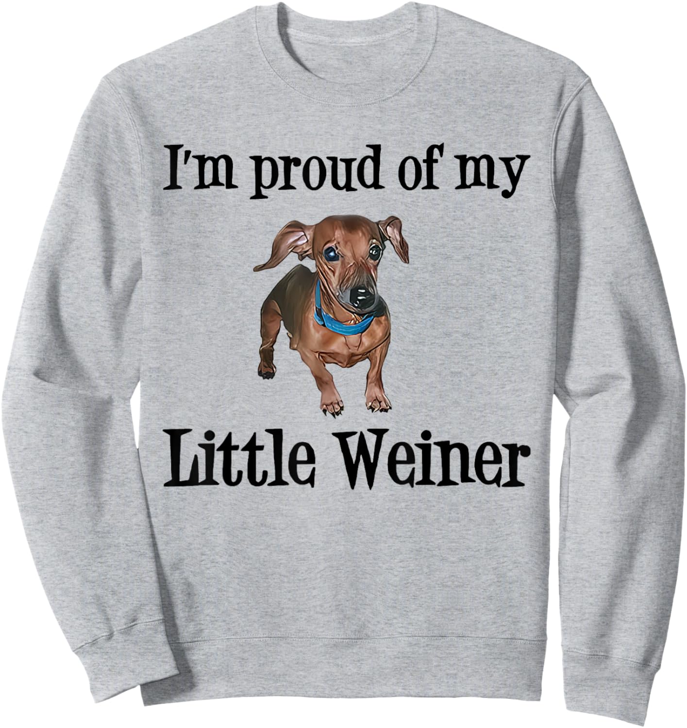 I'm Proud Of My Little Weiner Funny Dog Lover Animal Lover Women Sweatshirt - Sweatshirt | Ash