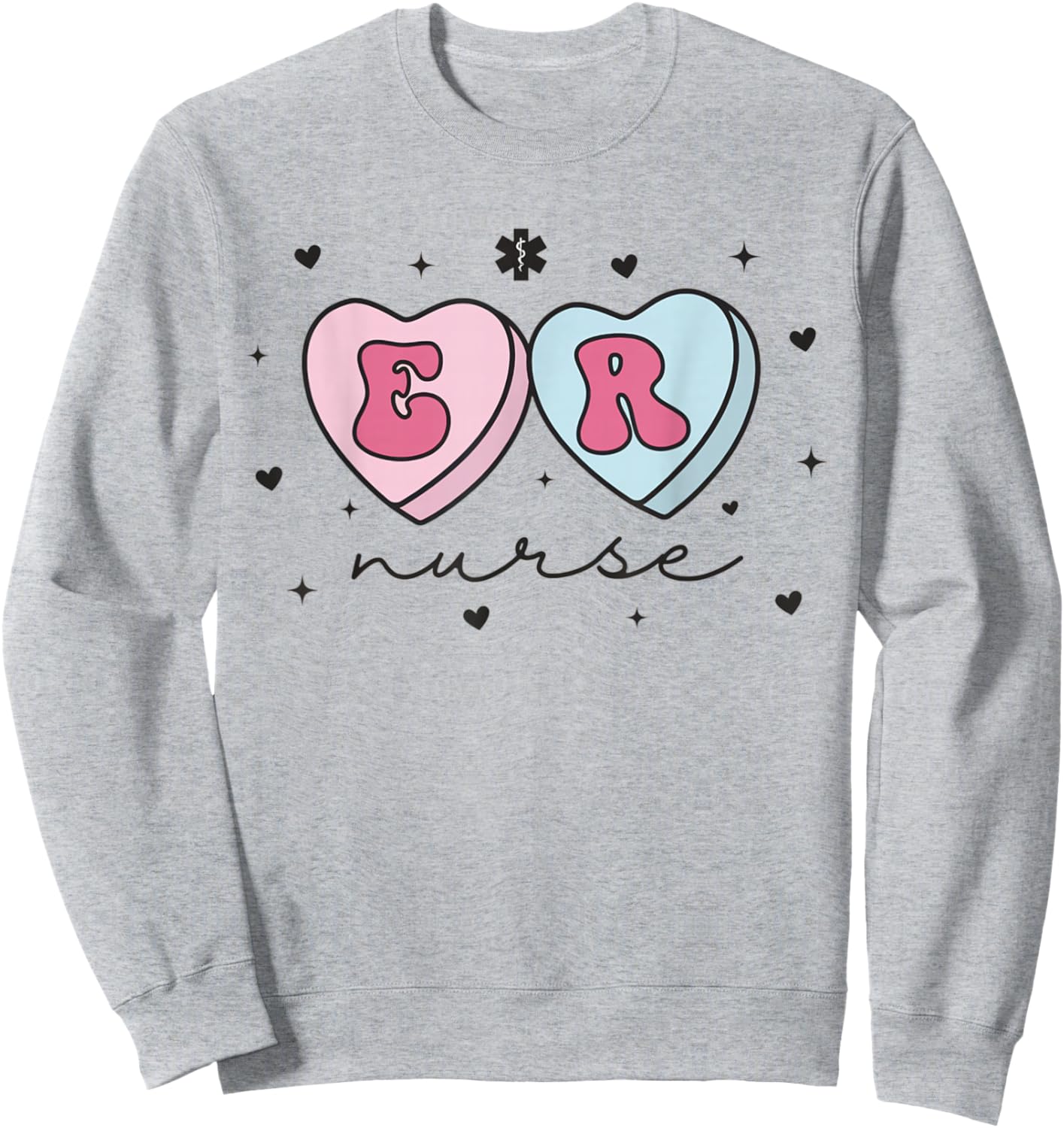 ER Nurse Valentine's Day Heart Candy Emergency Department ED Sweatshirt - Sweatshirt | Ash