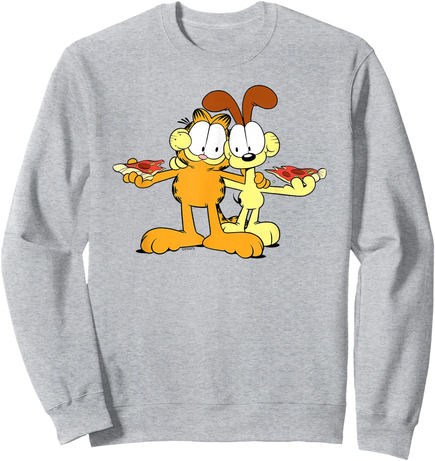 Garfield & Odie Happy Pizza Hug Cartoon Cat Sweatshirt - Sweatshirt | Ash