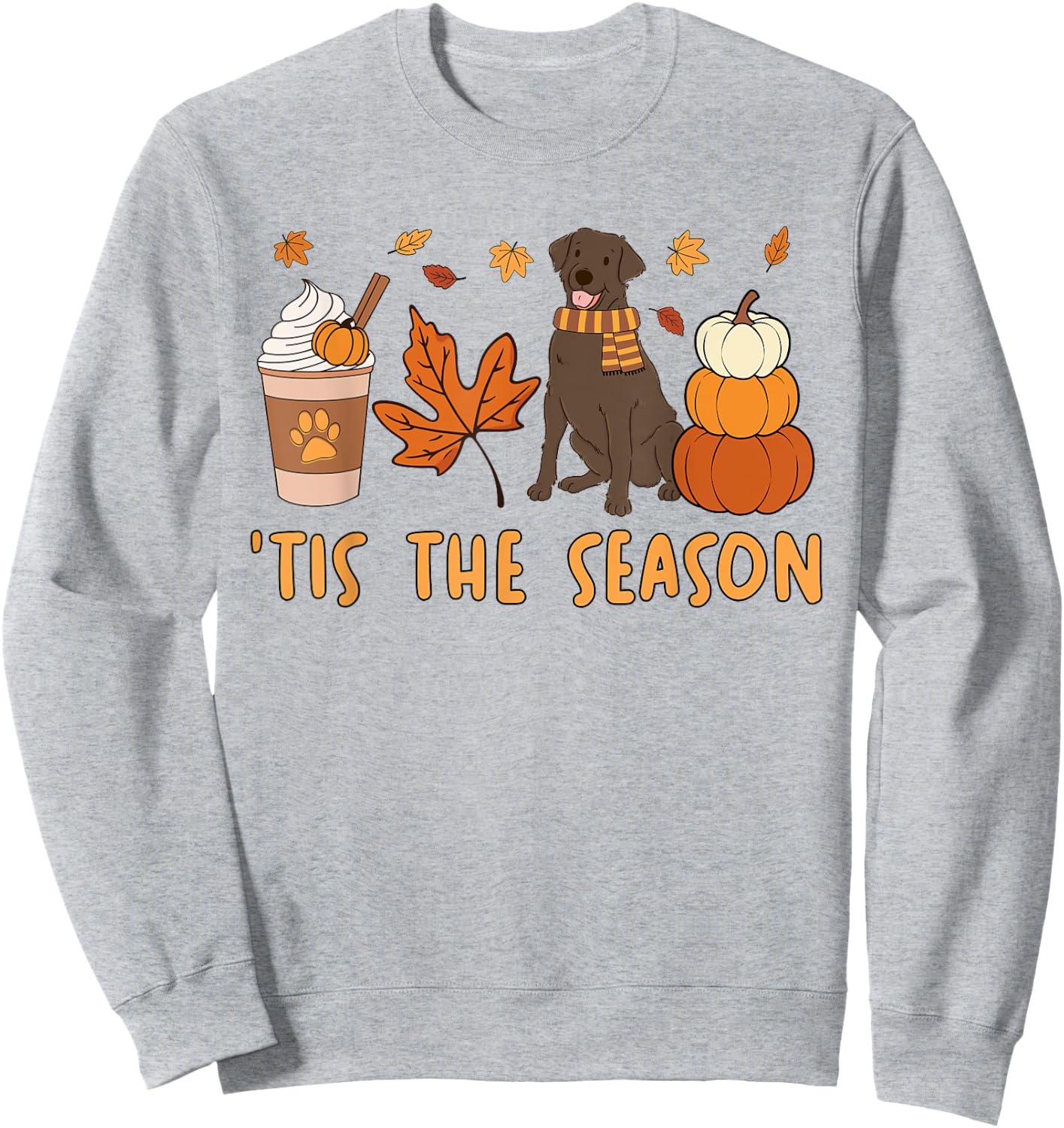 Tis The Season Labrador Retriever Fall Autumn Pumpkin Coffee Sweatshirt - Sweatshirt | Ash