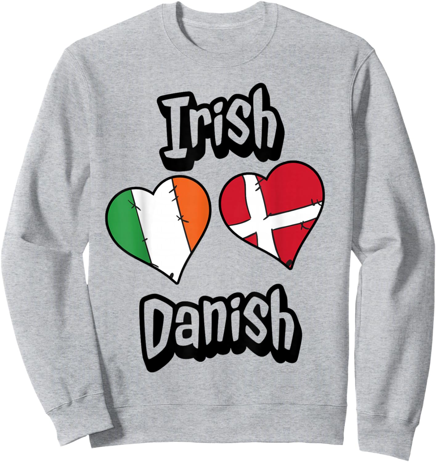 Irish Danish Flag Heart Combo Ireland Denmark Sweatshirt - Sweatshirt | Ash