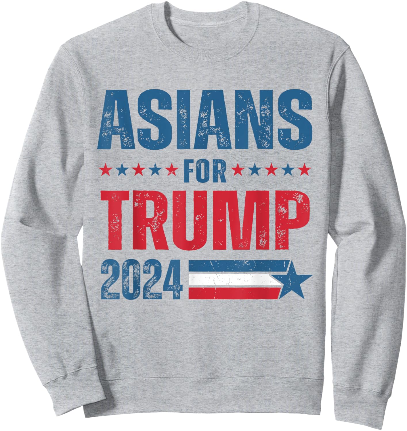 Asians For Trump 2024 Respublican US Flag Sweatshirt - Sweatshirt | Ash