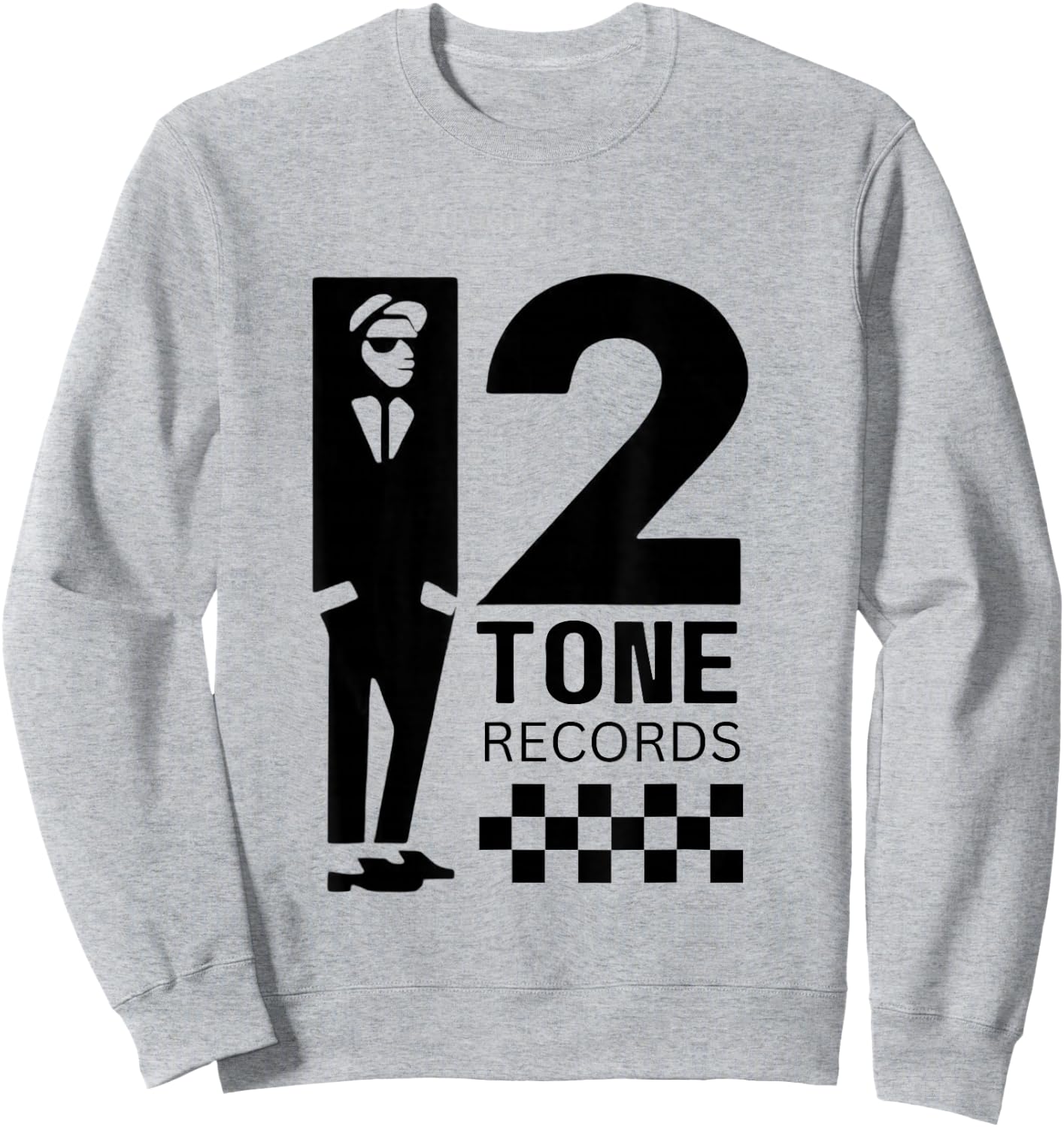 Two Tone Ska Music Checkerboard Sweatshirt - Sweatshirt | Ash