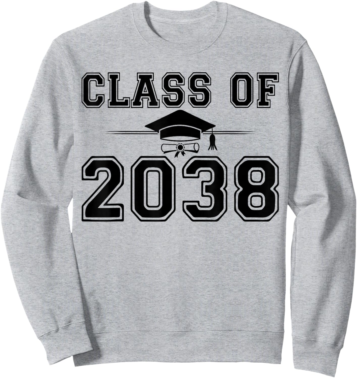 Class of 2038 Grow With Me Graduation Handprint On Back Sweatshirt - Sweatshirt | Ash