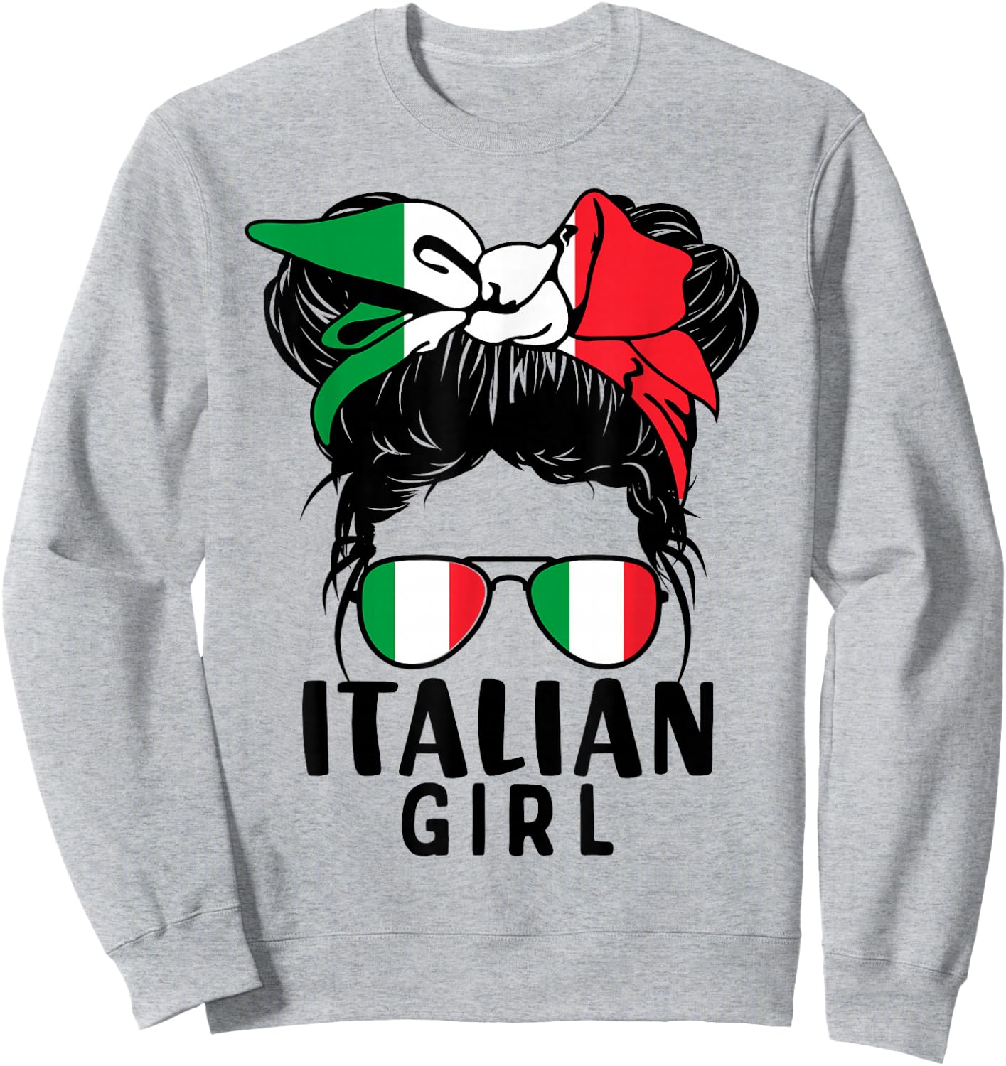 Italian Girl Messy Hair Italy Pride Patriotic Kids Sweatshirt - Sweatshirt | Ash
