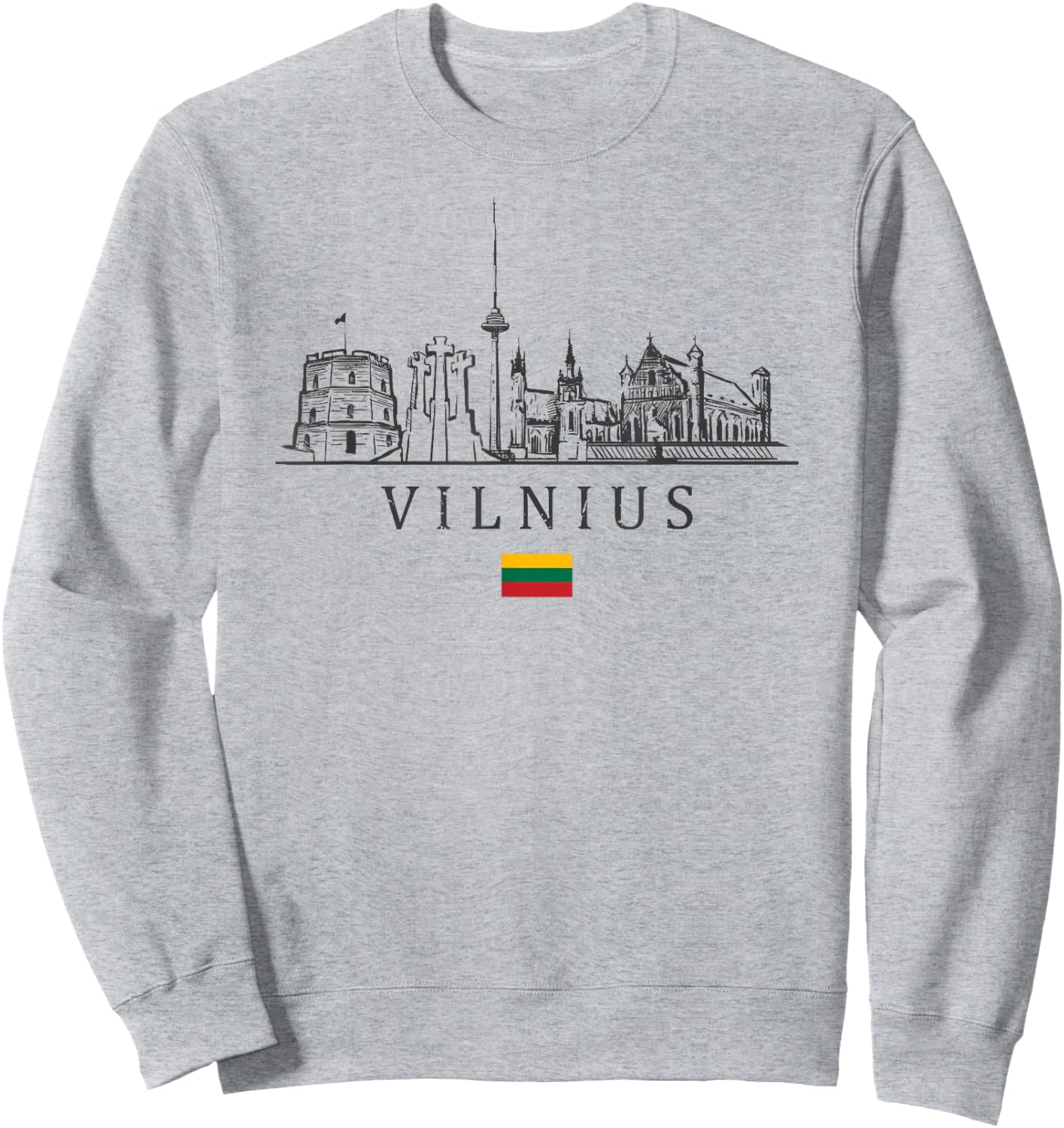 Vintage Vilnius Lithuania Vacation | Lithuania Lover Sweatshirt - Sweatshirt | Ash