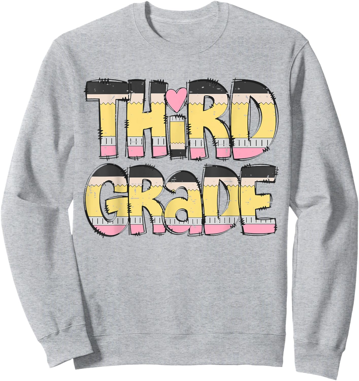 Pencil Letter Teacher Student Third Grade Back To School Sweatshirt - Sweatshirt | Ash