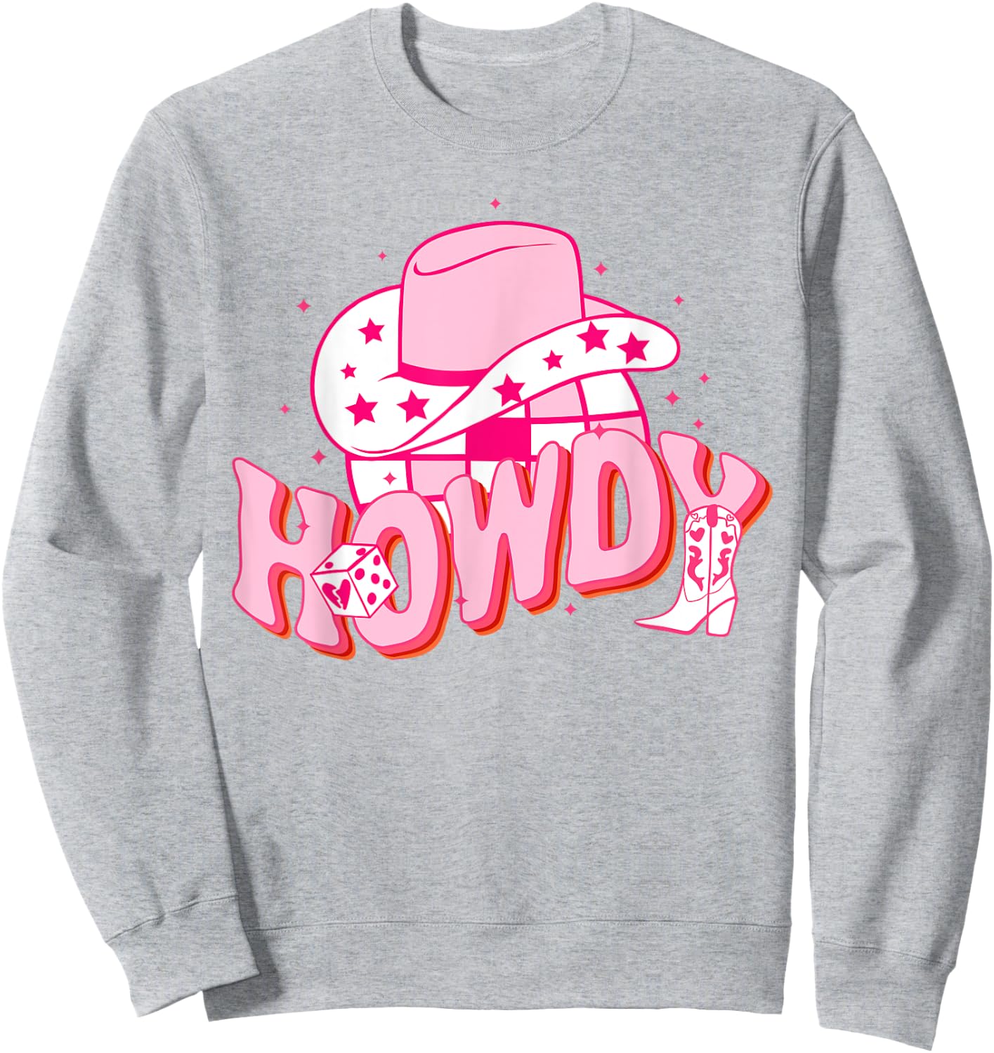 Howdy Southern Western Girl Country Rodeo Pink Cowgirl Disco Sweatshirt - Sweatshirt | Ash