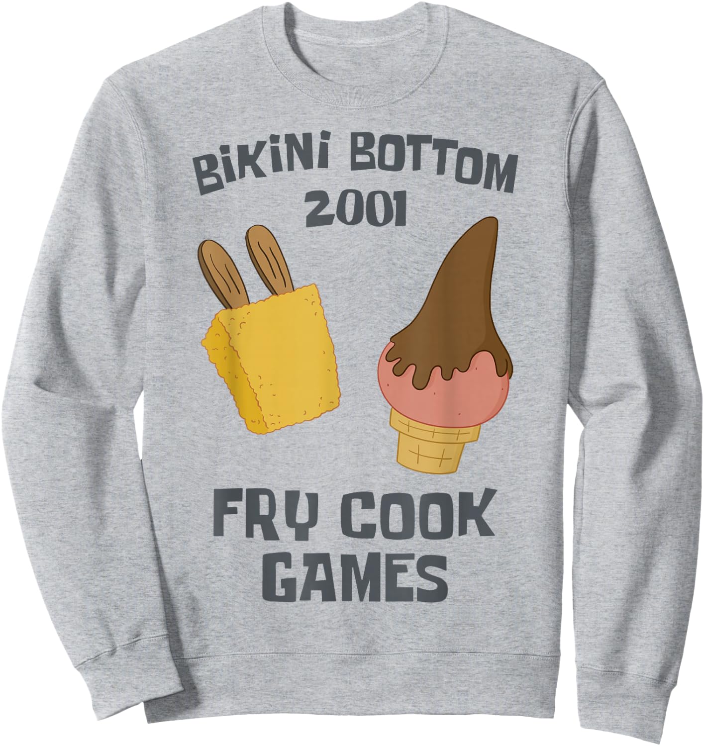 SpongeBob SquarePants Bikini Bottom 2001 Fry Cook Games Sweatshirt - Sweatshirt | Ash