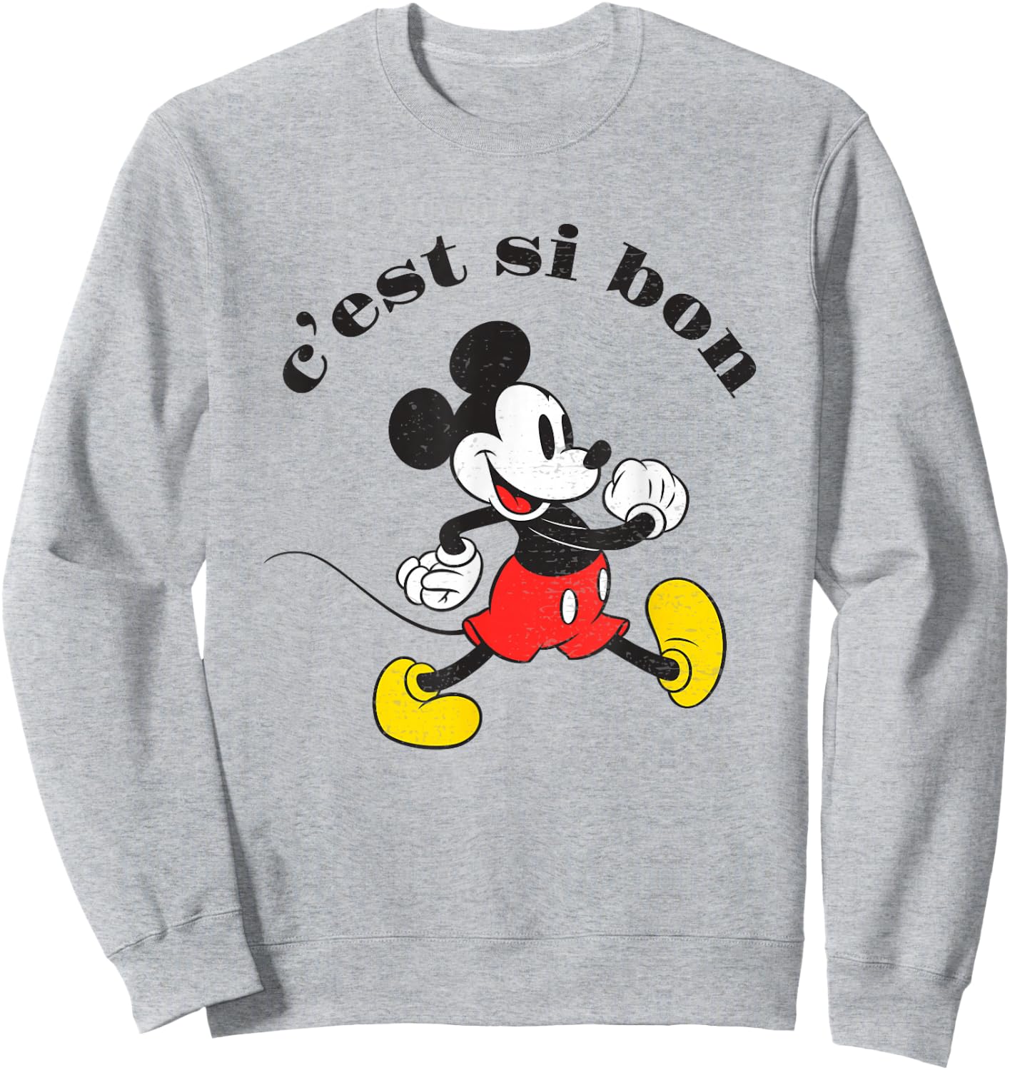 Disney Mickey And Friends Chest Si Bon Mickey Retro Poster Sweatshirt - Sweatshirt | Ash
