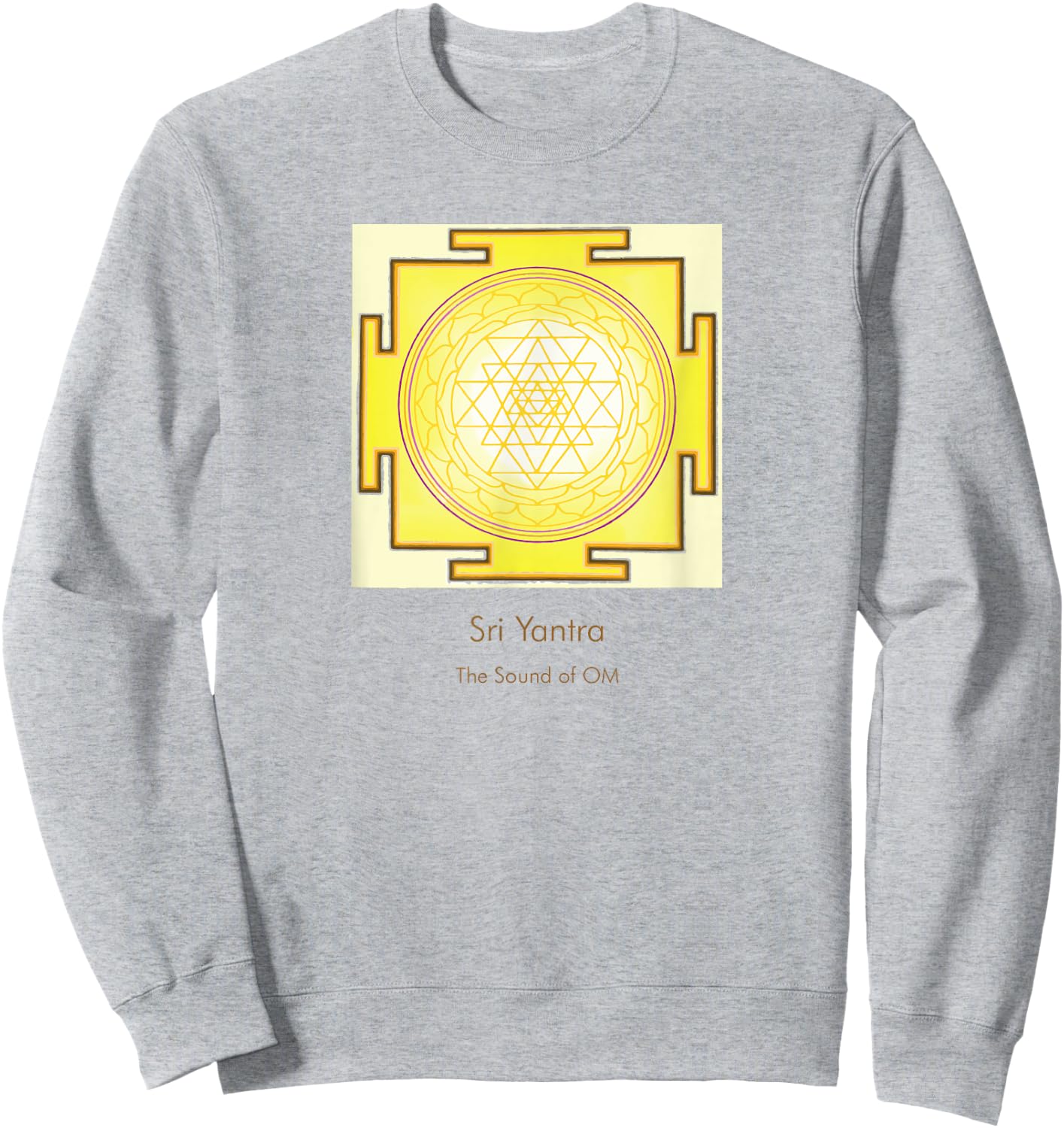 Sacred Geometry Golden Sri Yantra Sound of OM Sweatshirt - Sweatshirt | Ash