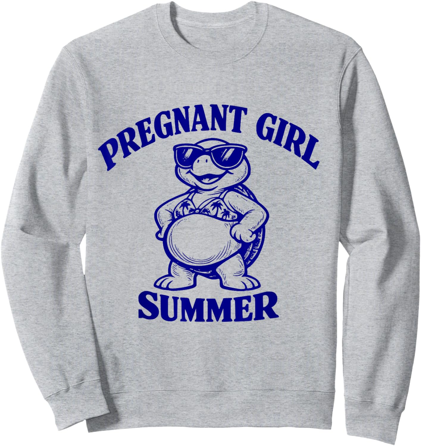 Retro Pregnant Frog Turtle Summer Vacation Mom to Be Graphic Sweatshirt - Sweatshirt | Ash
