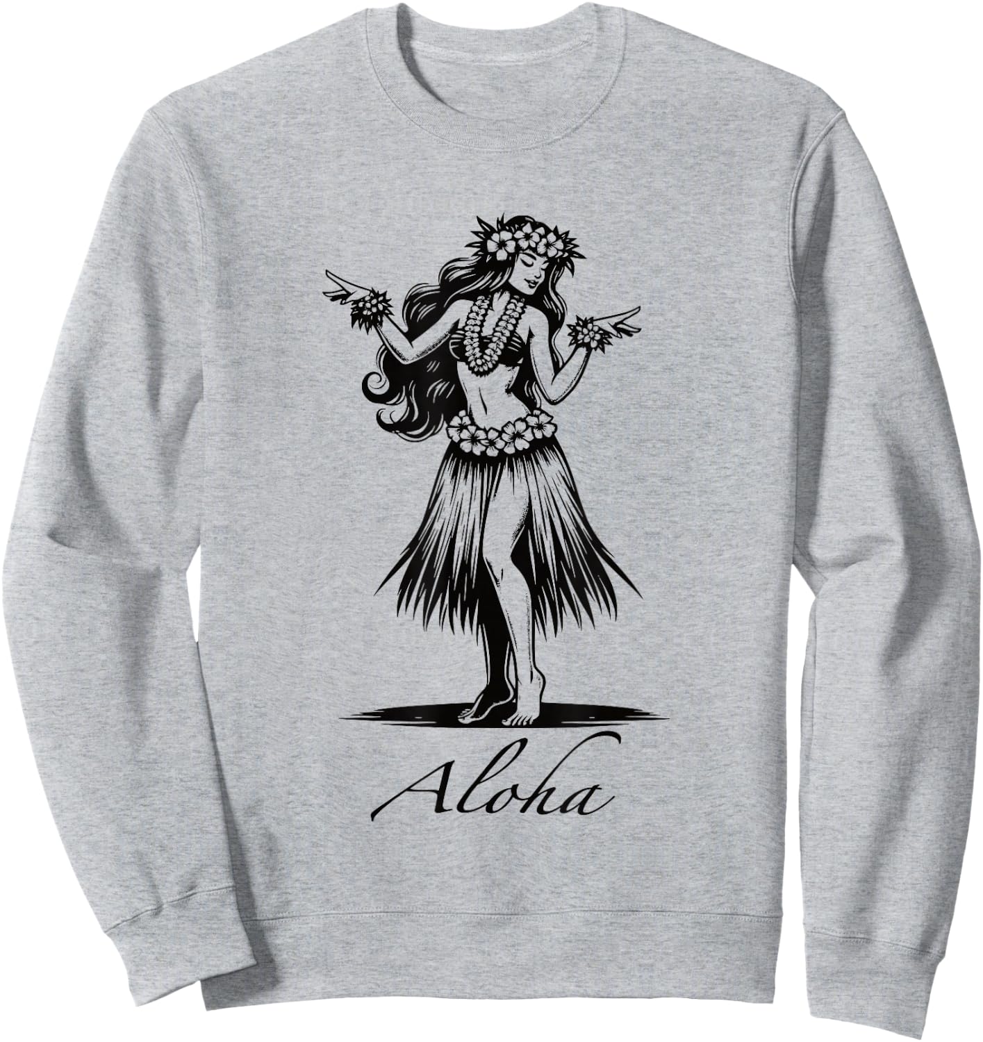 Aloha Hawaii Hawaiian Vintage Wahine Hula Dance Dancer Girl Sweatshirt - Sweatshirt | Ash