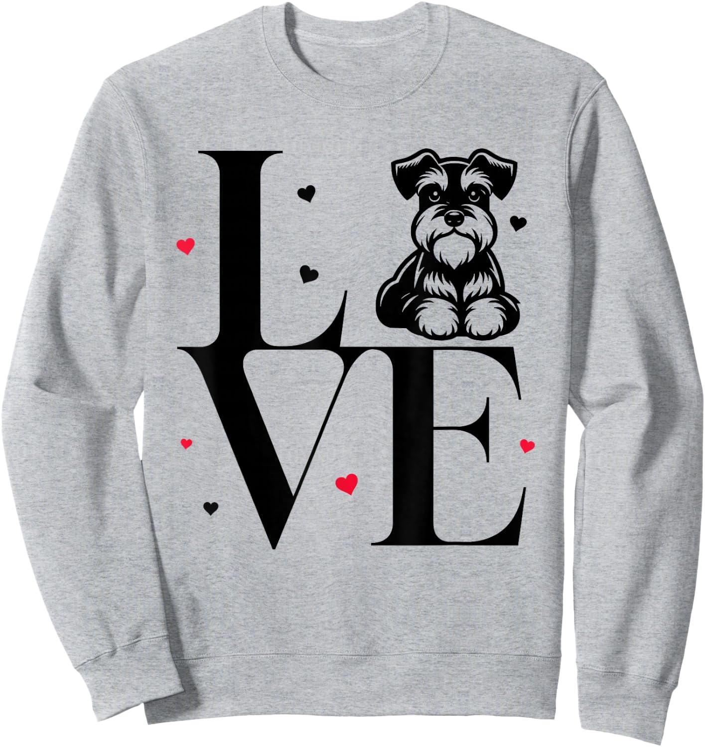 Cute I Love My Miniature Schnauzer Dog Mom Dad Sweatshirt - Sweatshirt | Ash