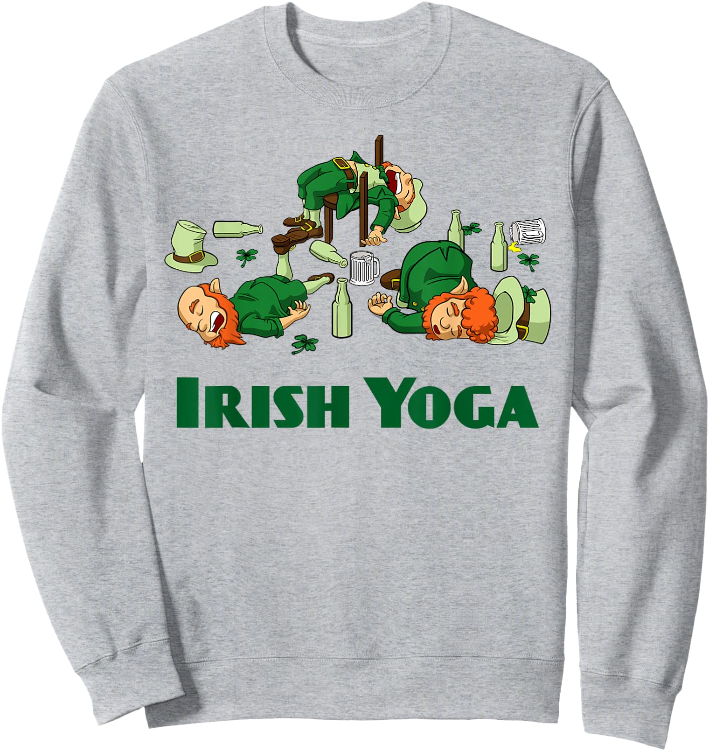Irish Yoga Funny St. Patrick's Day Party Leprechaun Matching Sweatshirt - Sweatshirt | Ash