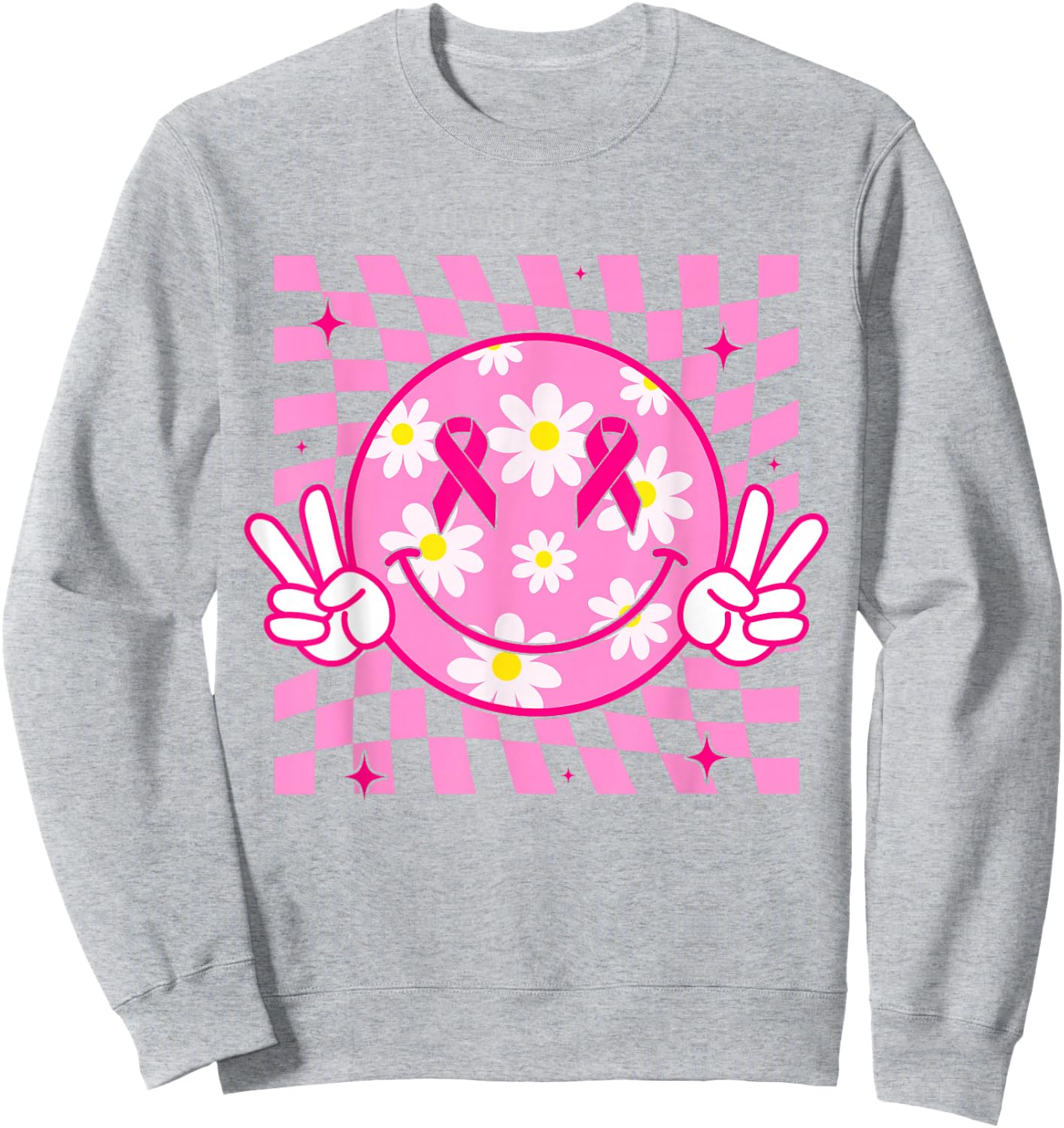 Breast Cancer Shirt Women Smile Face Breast Cancer Awareness Sweatshirt - Sweatshirt | Ash