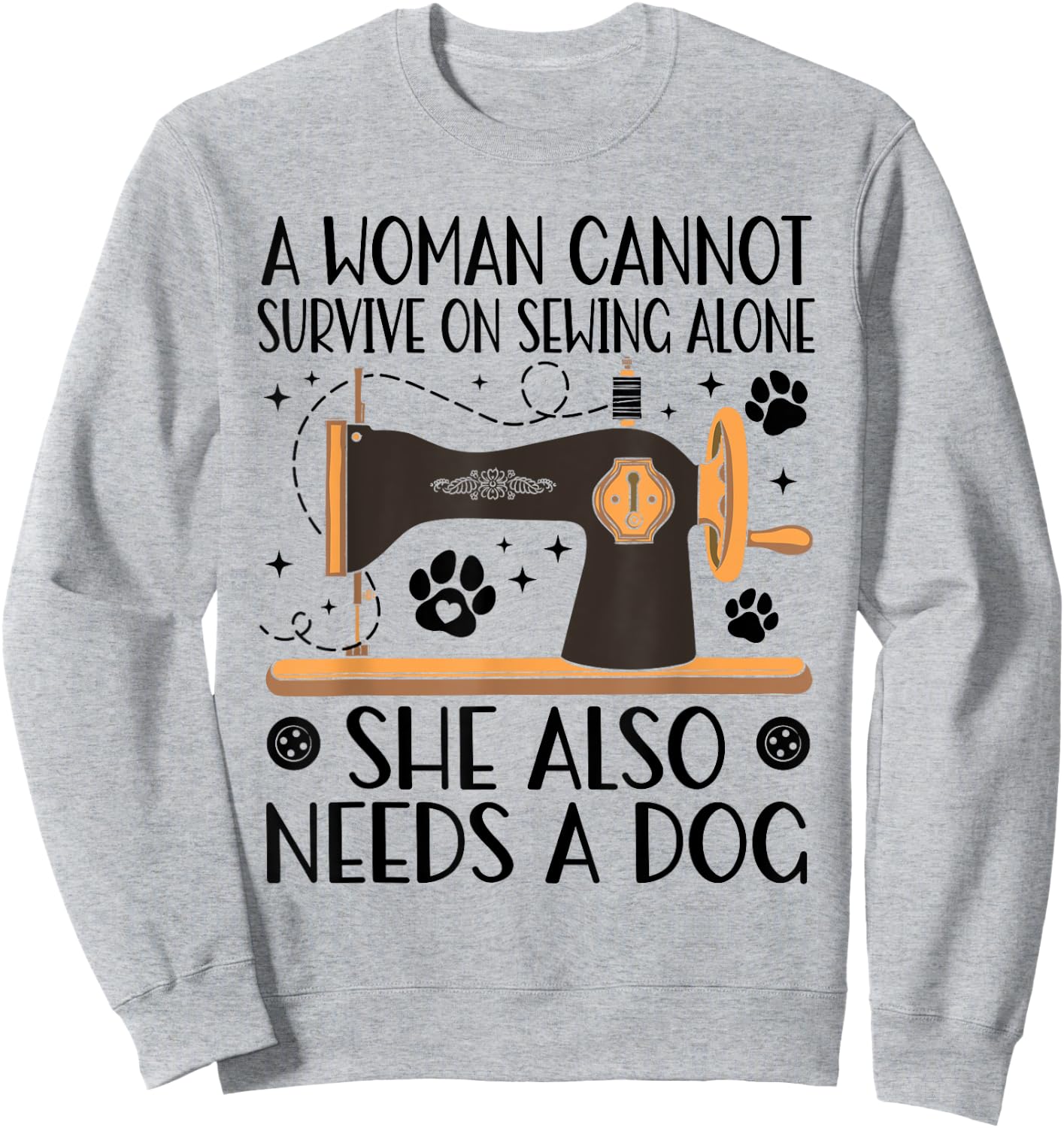 Funny Sewing Dog Lover Quilting Fabric Tailor Sewer Quilter Women Kids Sweatshirt - Sweatshirt | Ash