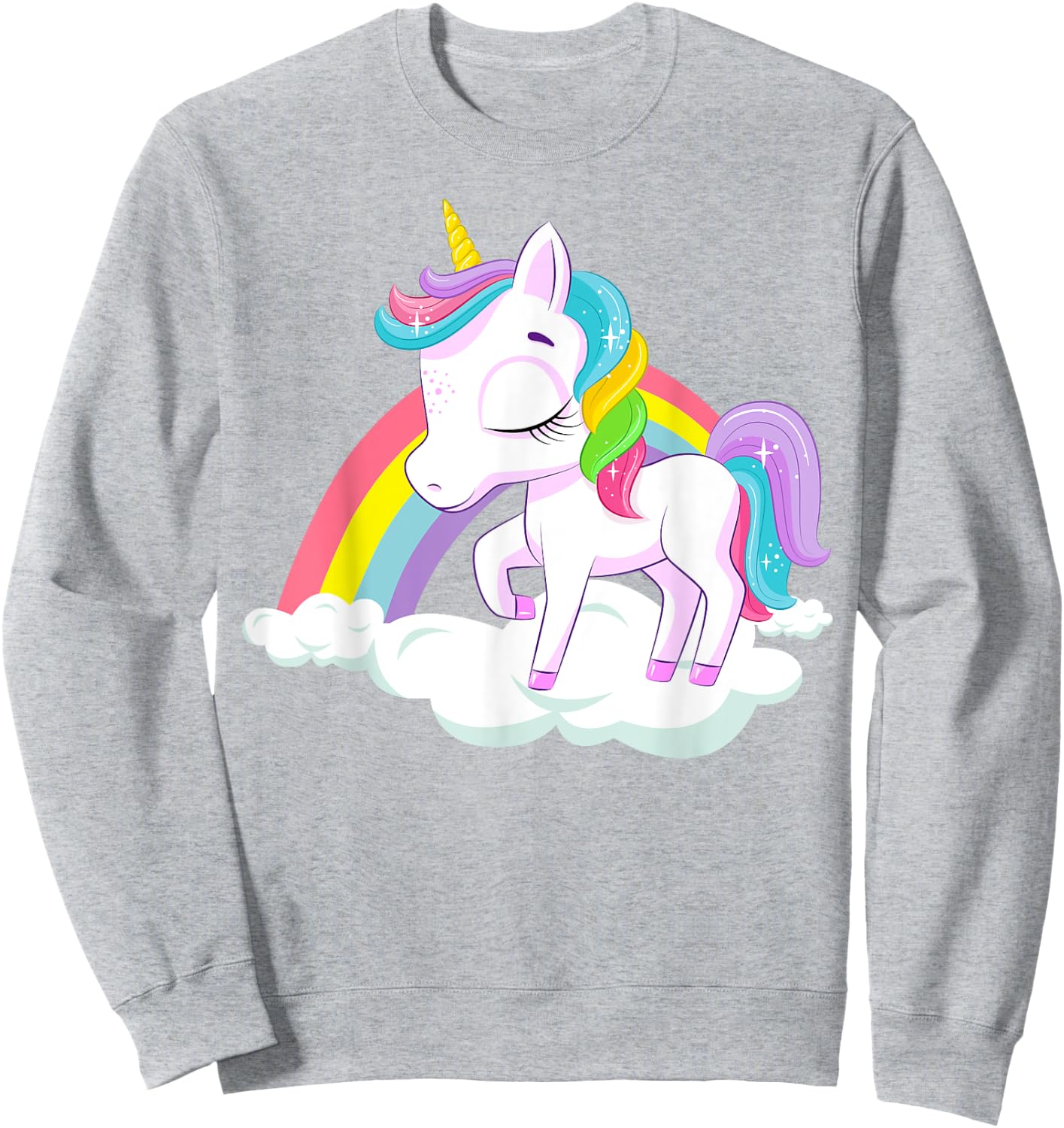 Pink Rainbow Unicorn Baby Dancing on Fluffy Clouds Sweatshirt - Sweatshirt | Ash
