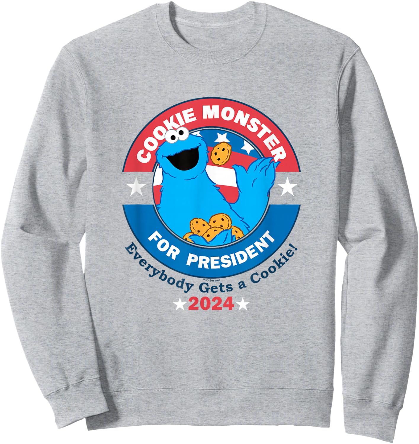 Sesame Street Cookie Monster for President Sweatshirt - Sweatshirt | Ash