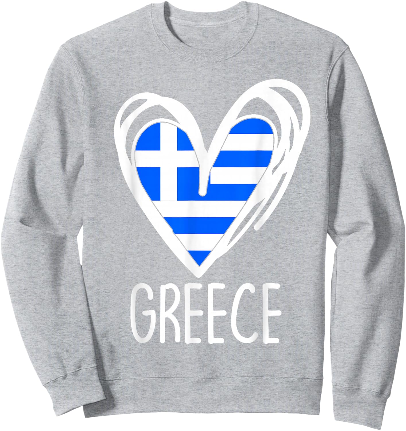 Greece Flag Heart Graphic Patriotic Greek Pride Kids Girl Sweatshirt - Sweatshirt | Ash