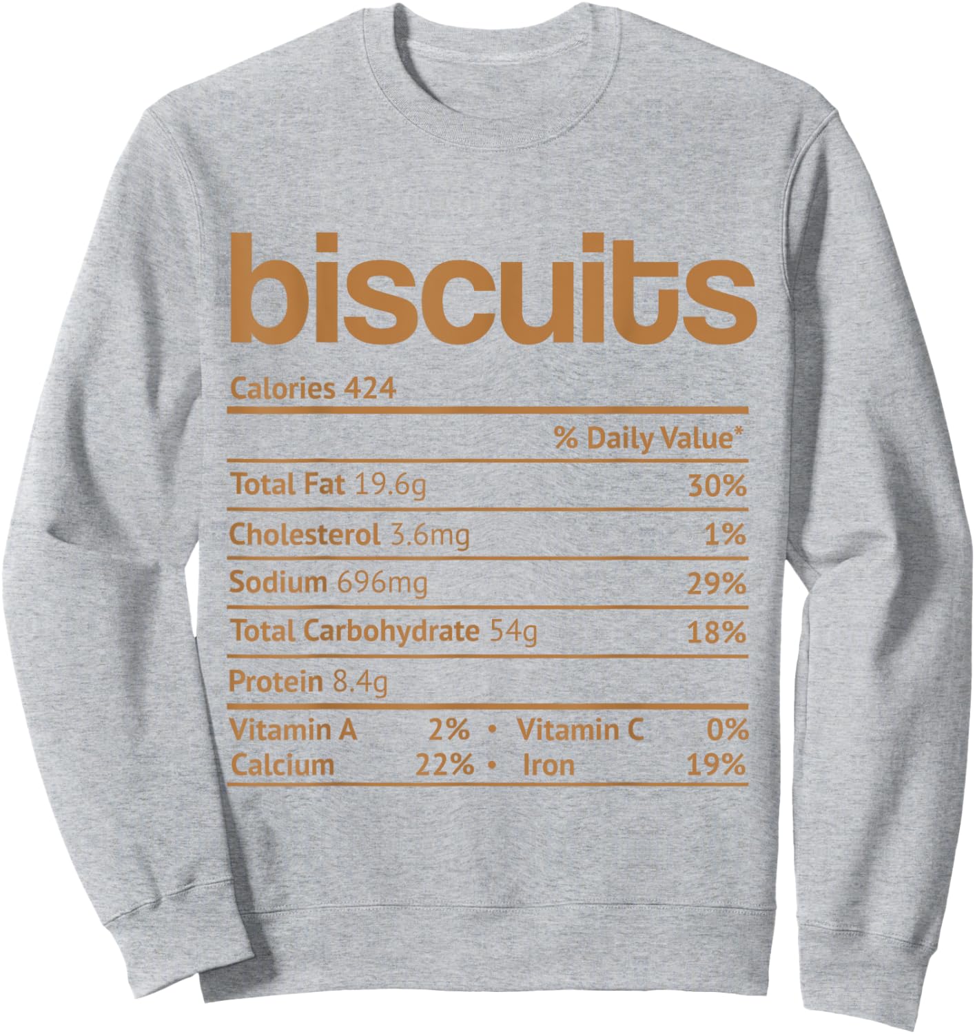 Biscuits Nutrition Facts Funny Thanksgiving Christmas Food Sweatshirt - Sweatshirt | Ash