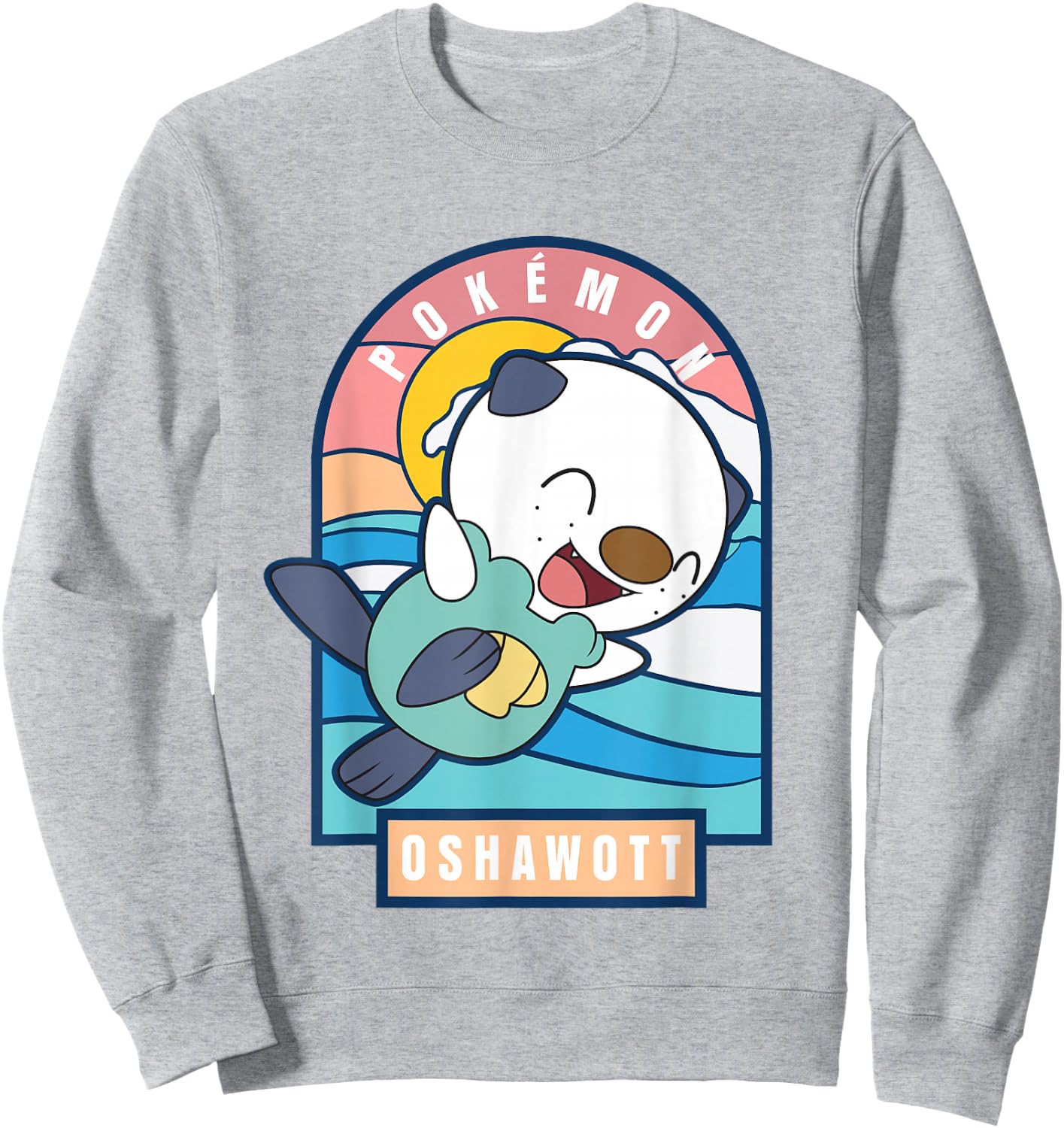 Pokémon Cute Happy Playful Oshawott Colorful Chest Poster Sweatshirt - Sweatshirt | Ash
