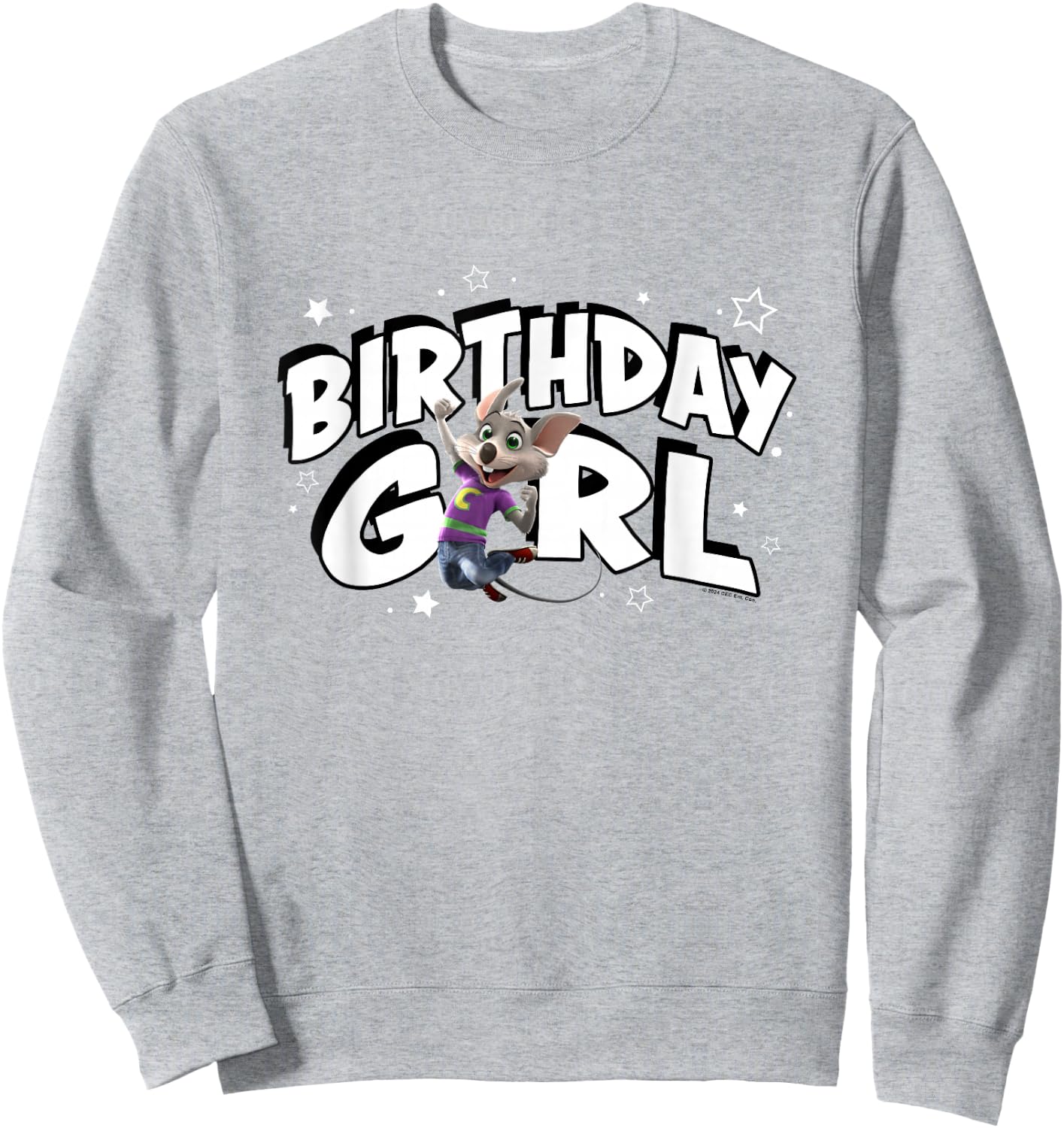 Chuck E. Cheese Birthday Girl Celebration Chuck Logo Sweatshirt - Sweatshirt | Ash