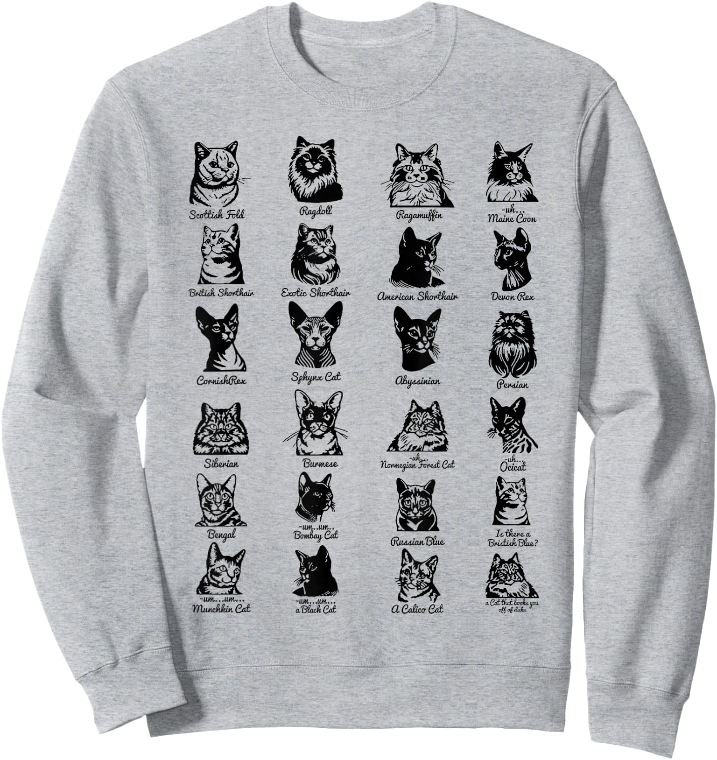Vintage Cat Breeds Women Sweatshirt - Sweatshirt | Ash