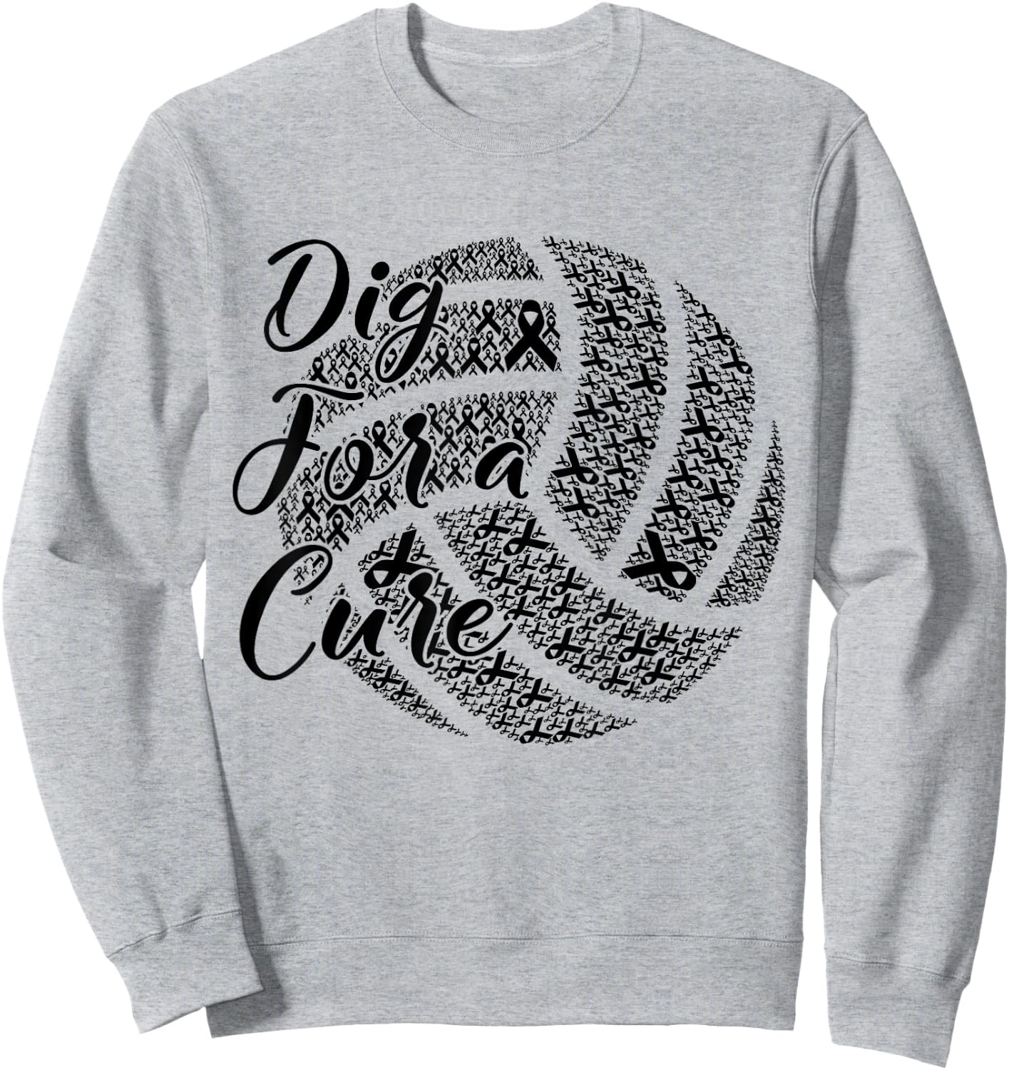 Dig For A Cure Breast Cancer Awareness Volleyball Pink Sweatshirt - Sweatshirt | Ash