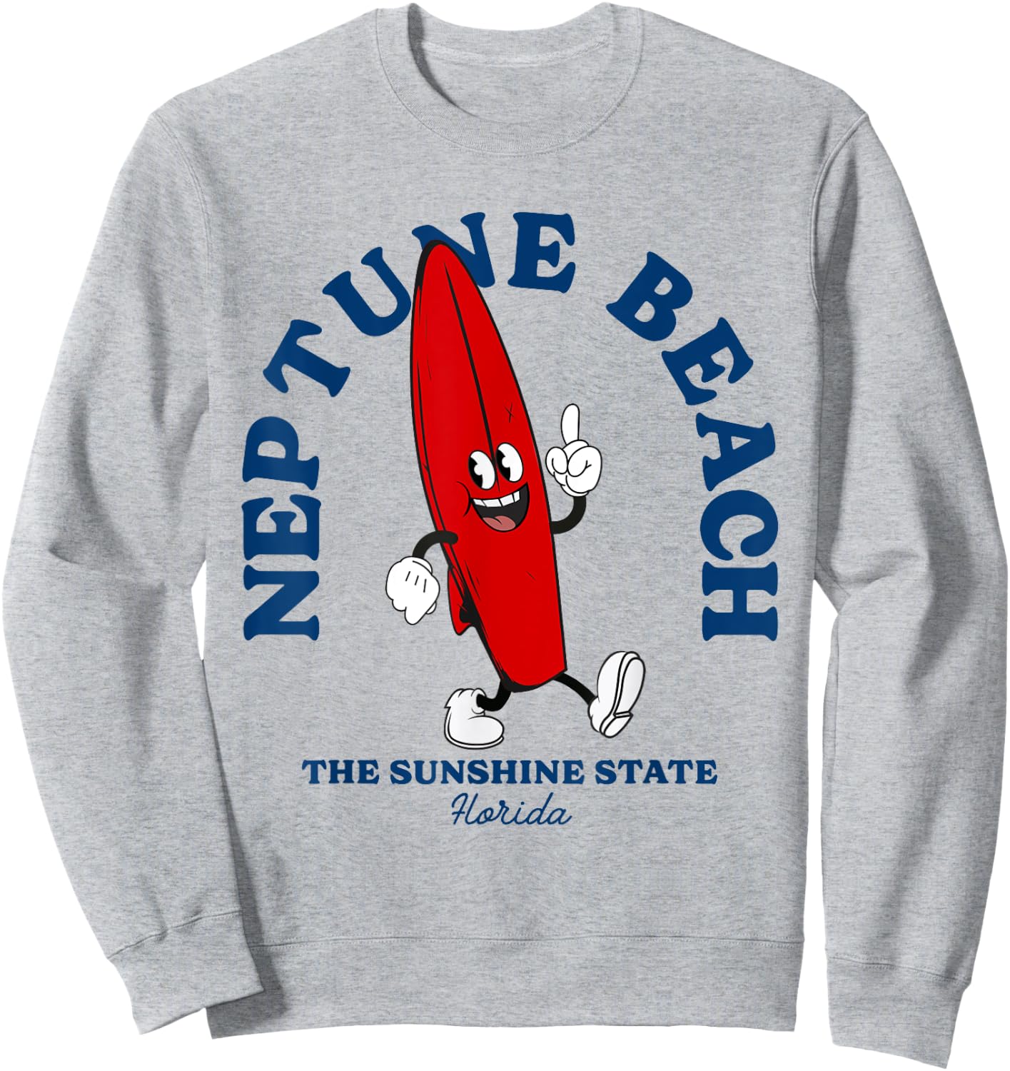Neptune Beach Florida Retro Surfer Vintage Beach Sweatshirt - Sweatshirt | Ash
