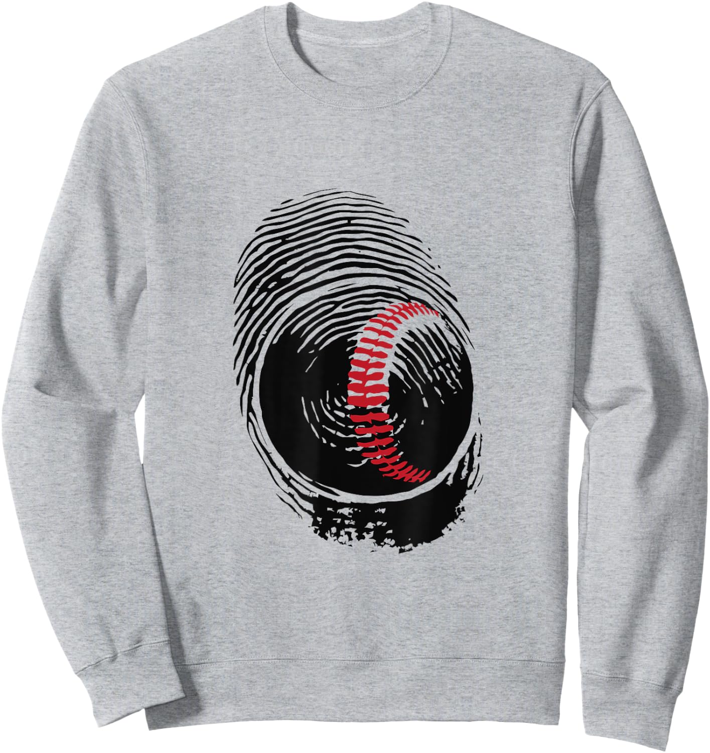 Baseball Fingerprint Cool Baseball Fan and Player Graphic Sweatshirt - Sweatshirt | Ash