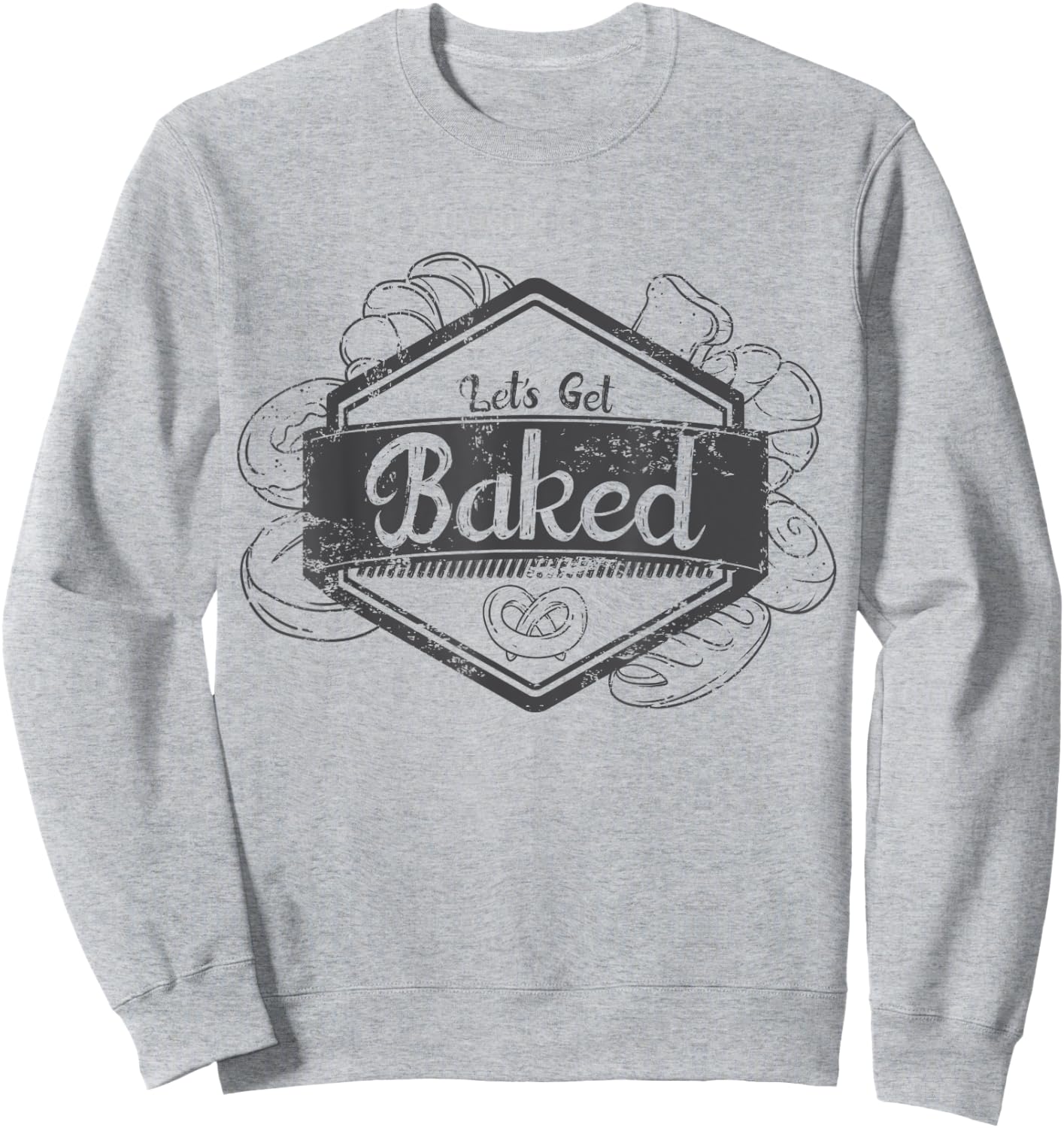 "Let's Get Baked" Funny Baking T Shirt for Bakers Light Sweatshirt - Sweatshirt | Ash