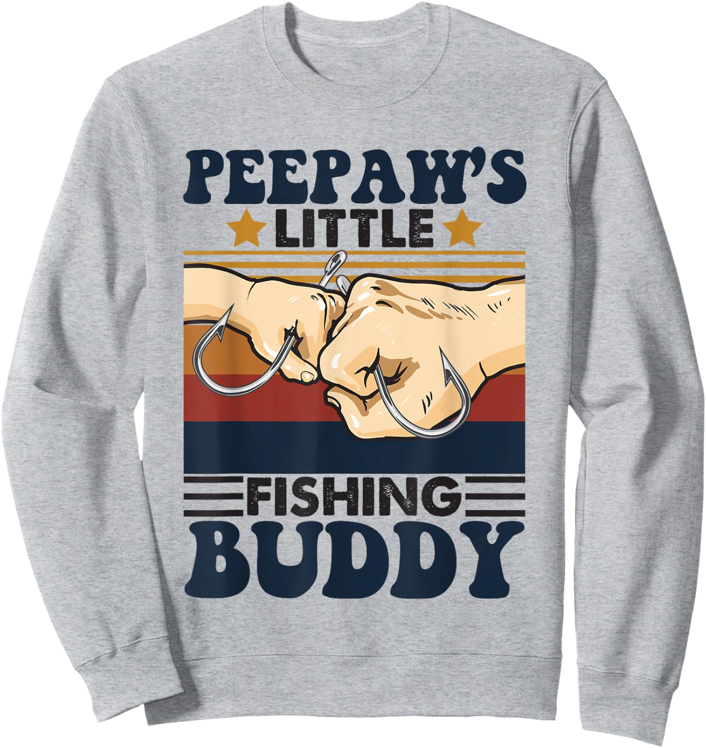 Peepaw's Little Fishing Buddy Funny Fishing Partner Sweatshirt - Sweatshirt | Ash