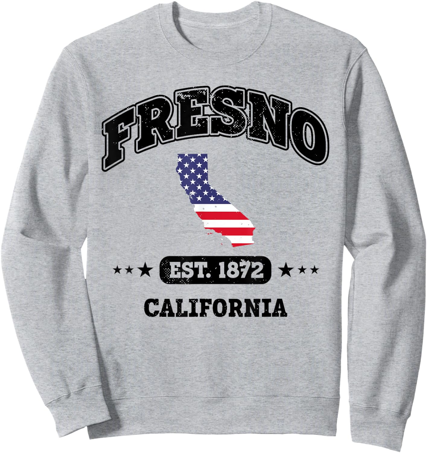Fresno California CA Throwback USA Flag Sweatshirt - Sweatshirt | Ash