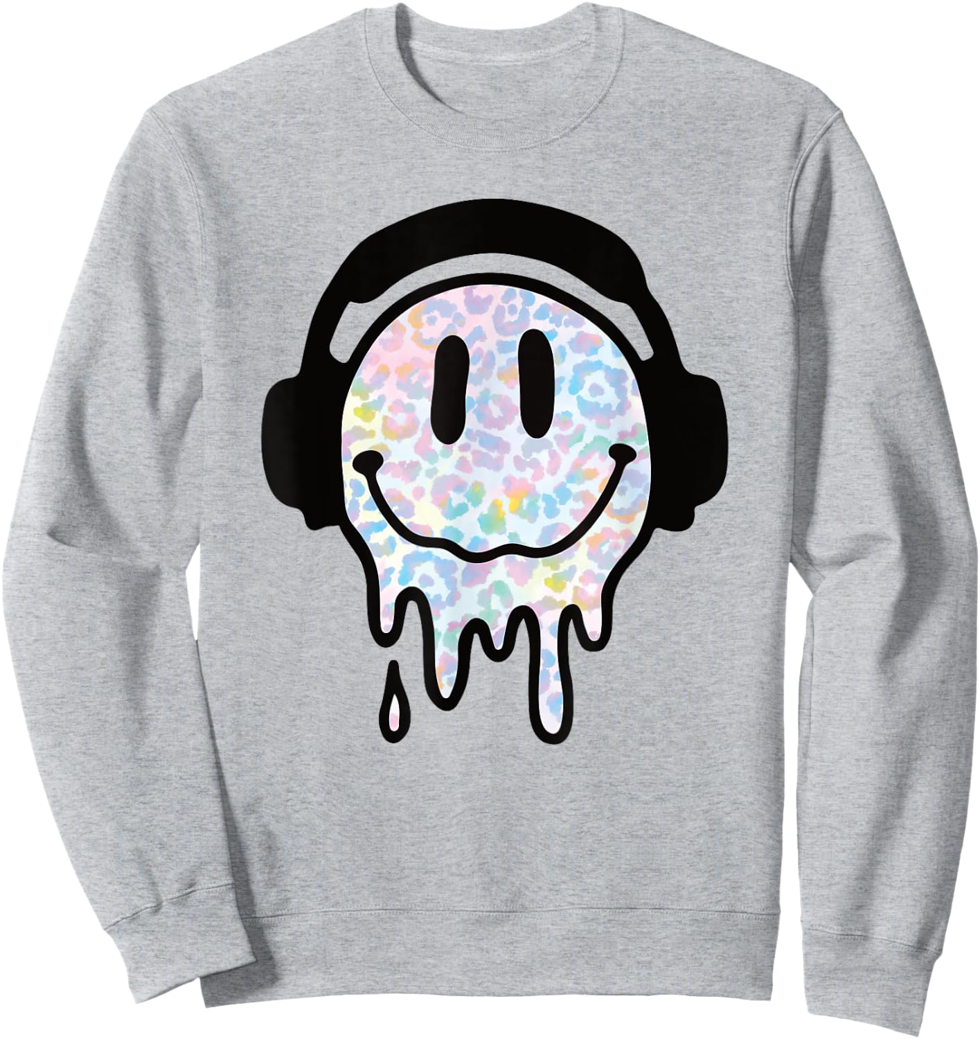 Melting Yellow Smile Funny Smiling Melted Dripping Face Cute Sweatshirt - Sweatshirt | Ash