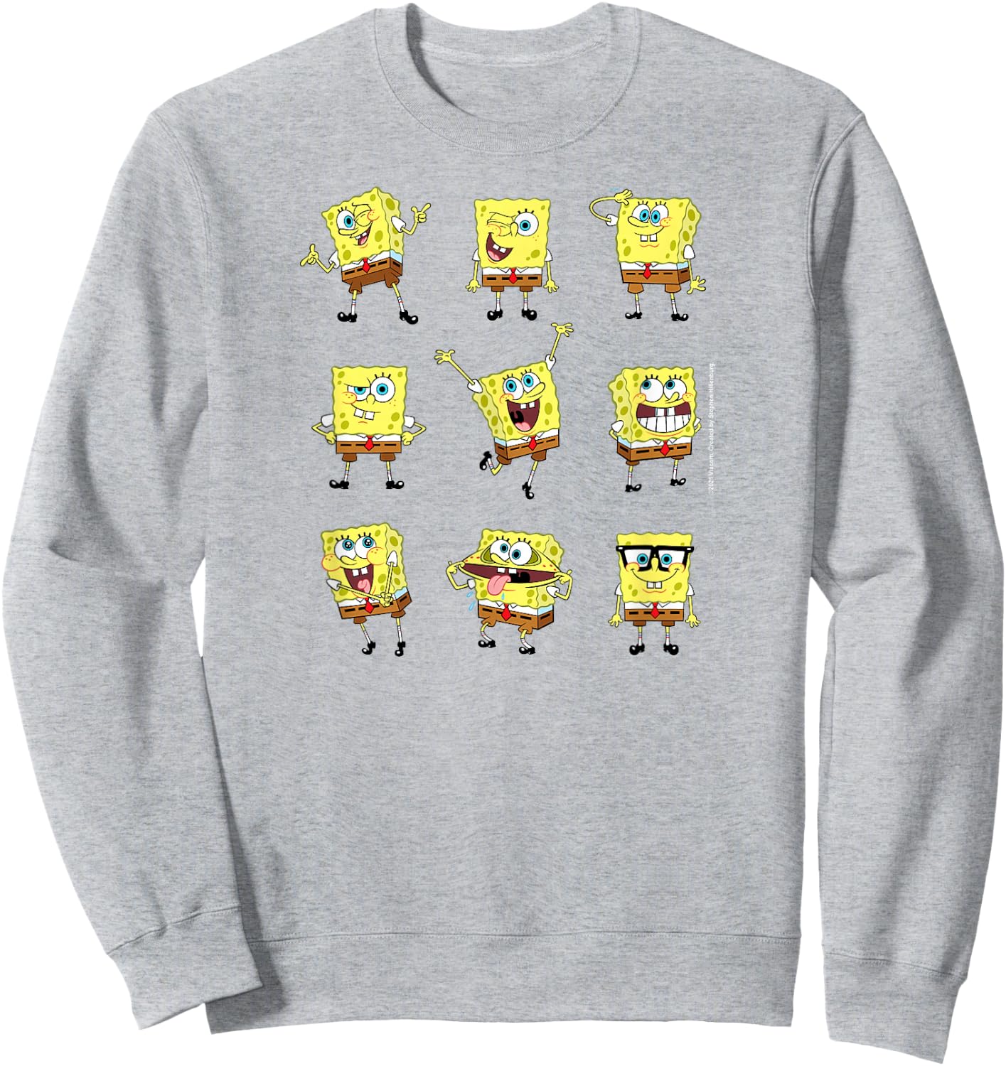 SpongeBob SquarePants - Different Poses Character Grid Sweatshirt - Sweatshirt | Ash