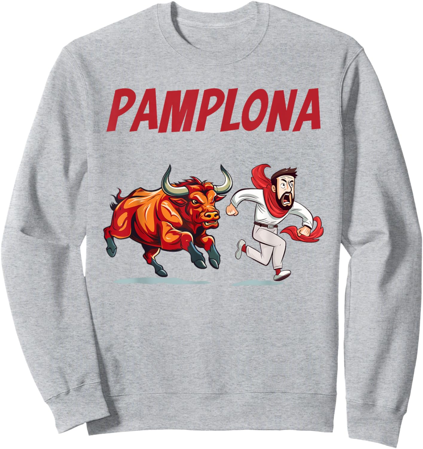 Parody Pamplona Bull Running Sweatshirt - Sweatshirt | Ash