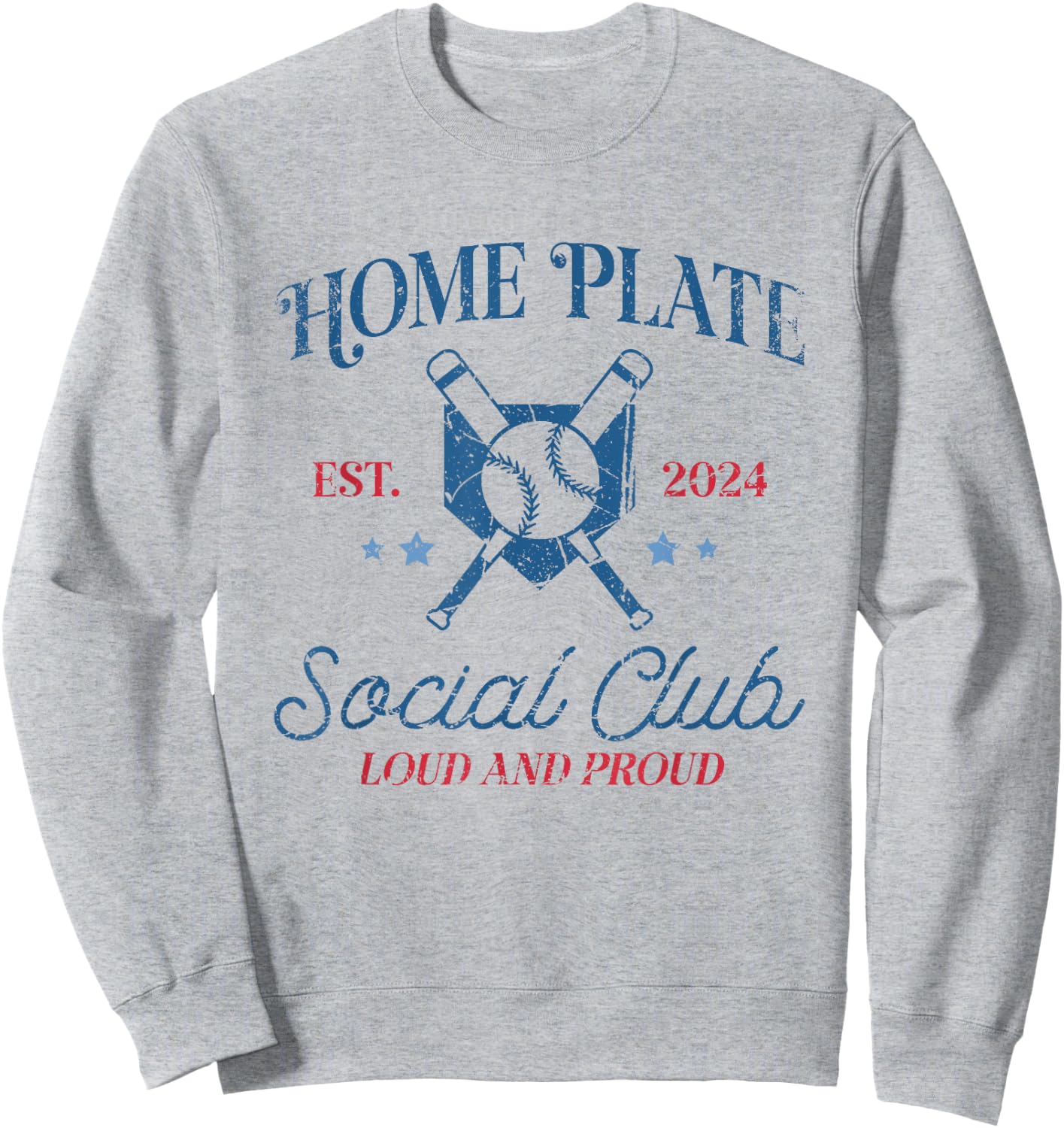 Vintage Baseball Home Plate Social Club Sweatshirt - Sweatshirt | Ash
