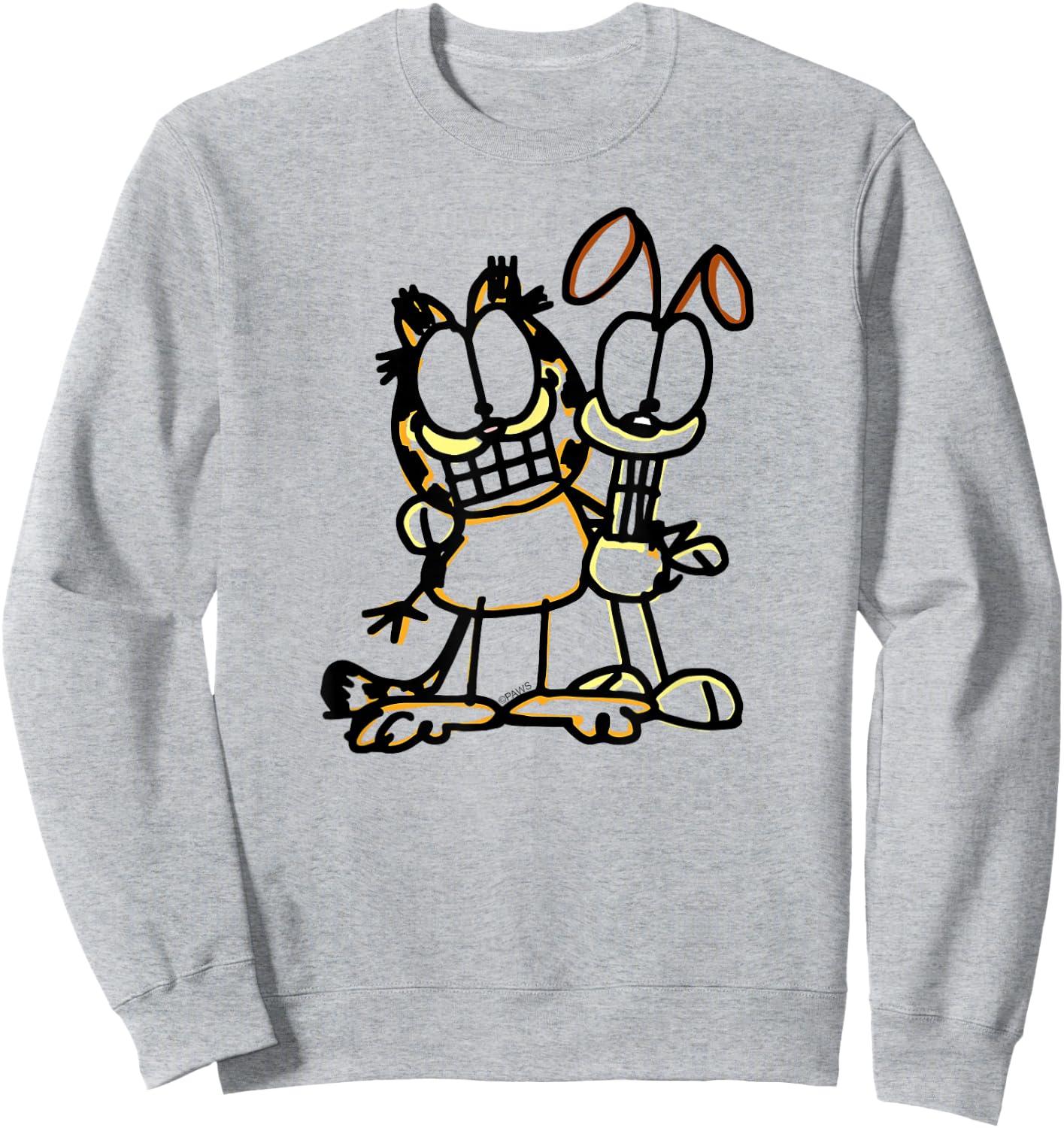 Garfield Sketch Garfiled and Odie Cartoon Cat and Dog Sweatshirt - Sweatshirt | Ash