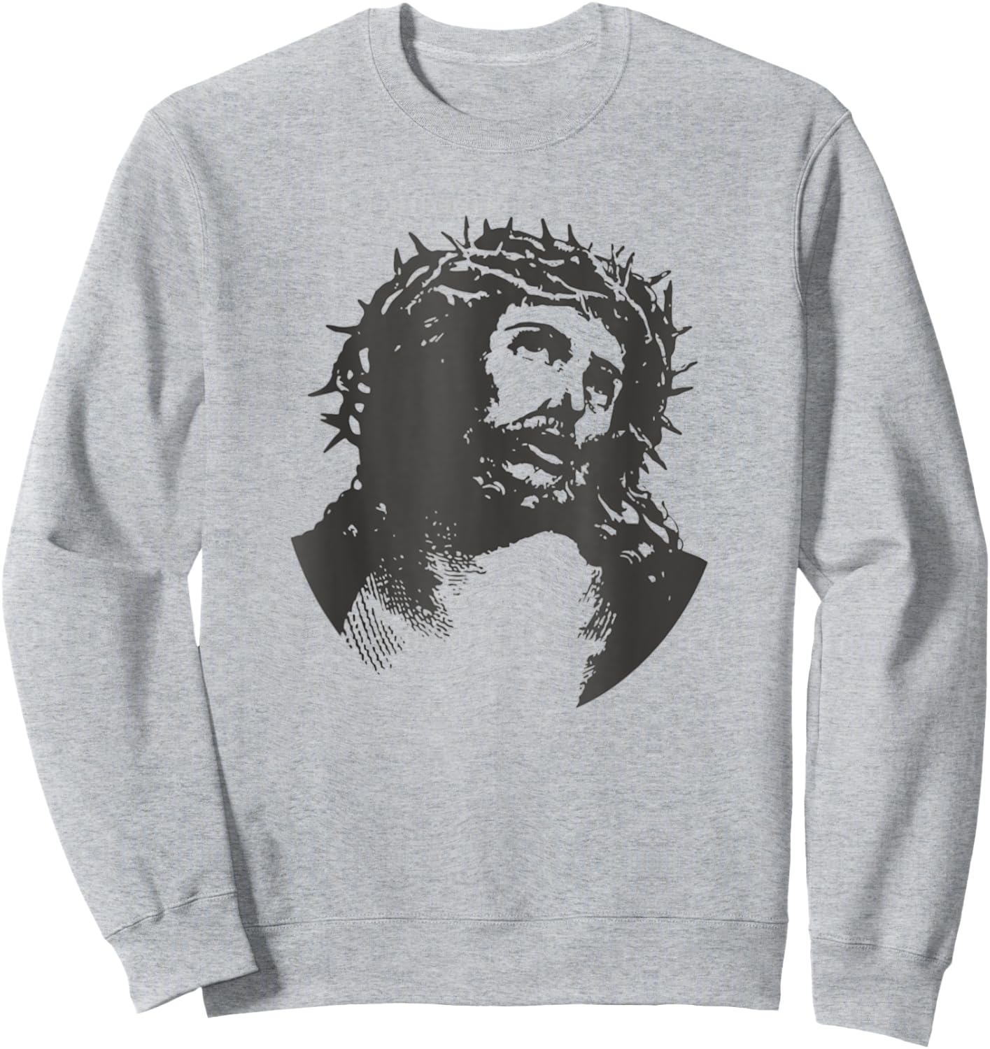 Face Of Jesus Christ Crown Of Thorns Catholic Faith Sweatshirt - Sweatshirt | Ash