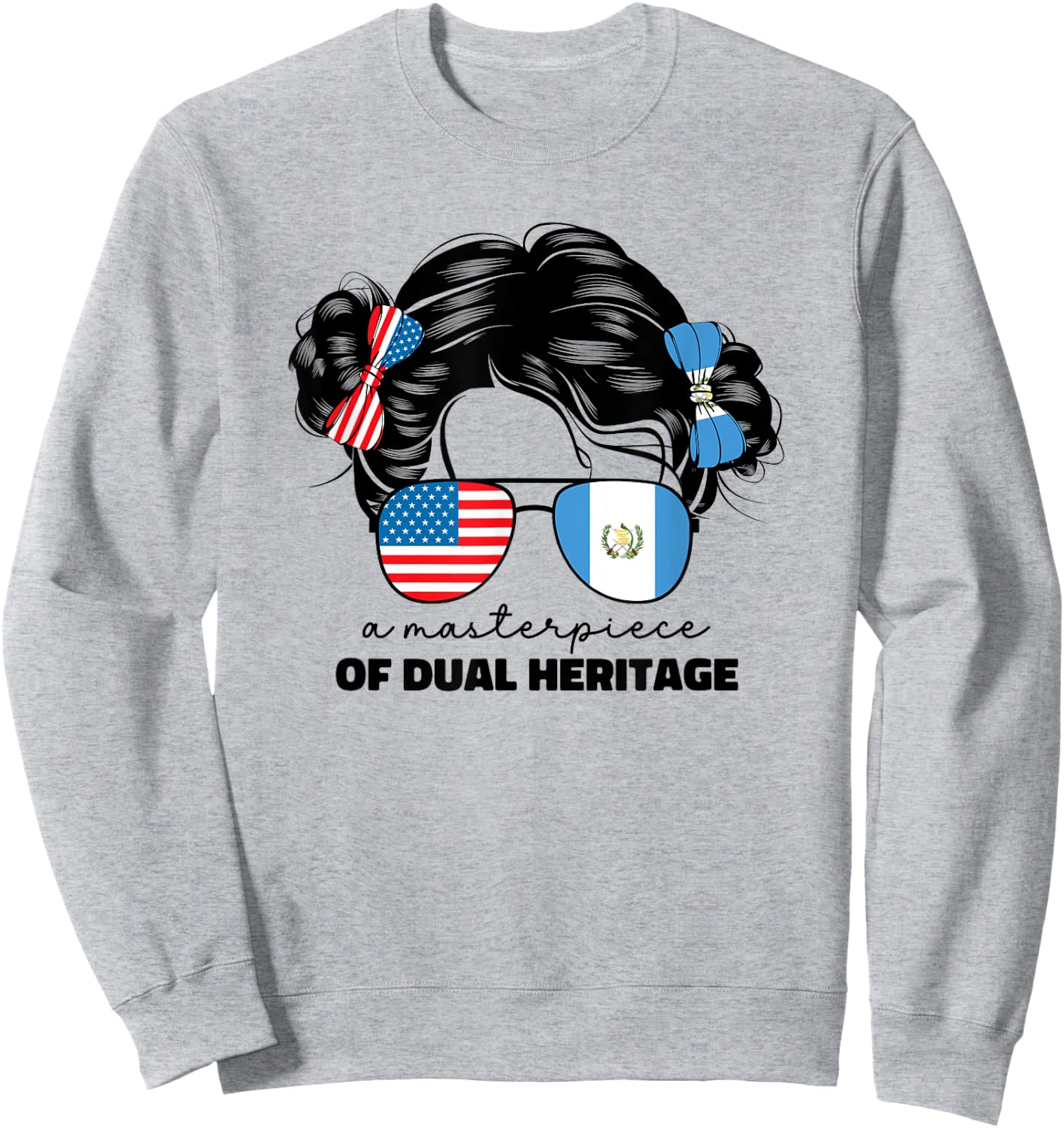 Half Guatemalan And American Guatemala Usa Flag Kids Girls Sweatshirt - Sweatshirt | Ash