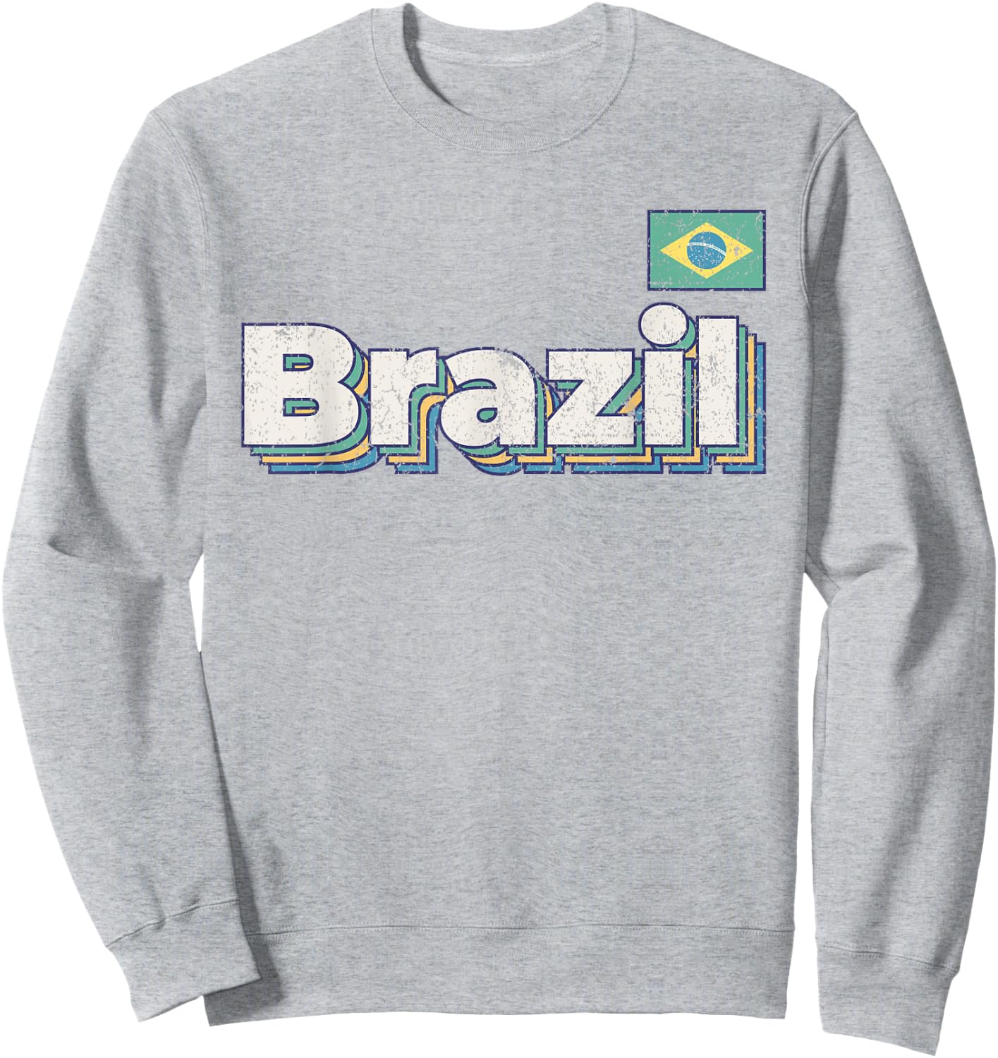 Vintage Retro Faded Brazil Flag Brasil Brazilian Pride Sweatshirt - Sweatshirt | Ash