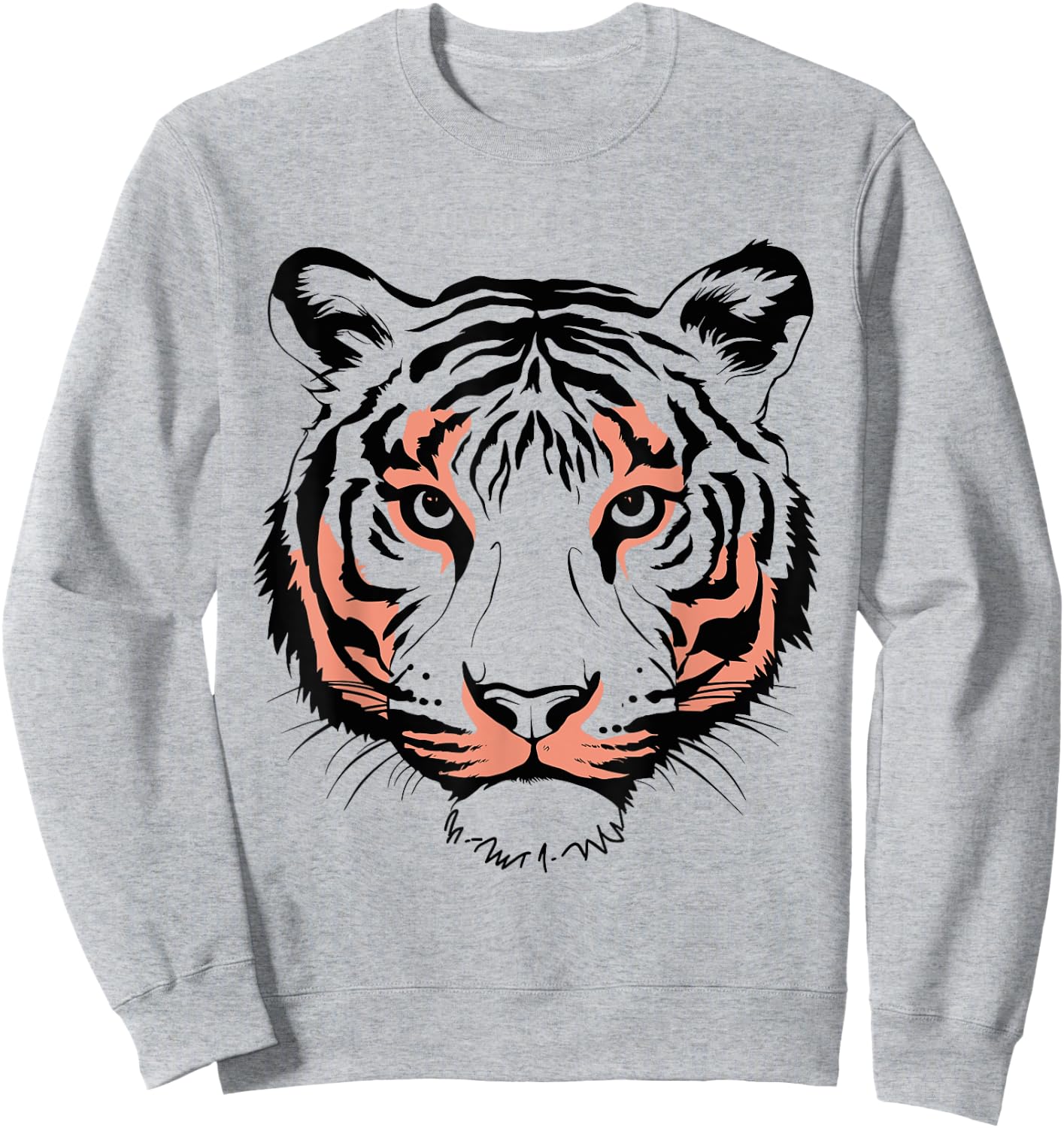 Orange Tiger Face Wild Animal Men Kids Tiger Head Sweatshirt - Sweatshirt | Ash