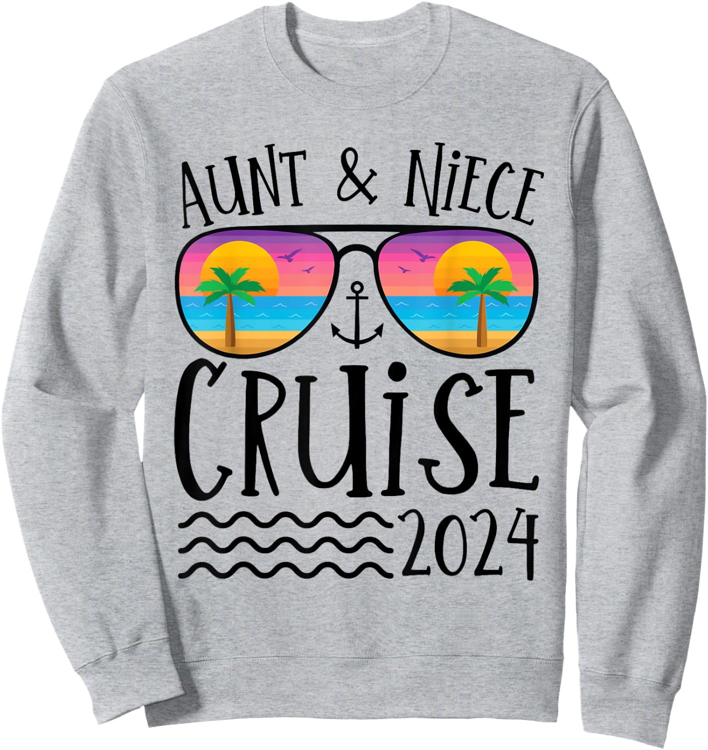 Aunt Niece Cruise Trip 2024 Summer Vacation Matching Family Sweatshirt - Sweatshirt | Ash