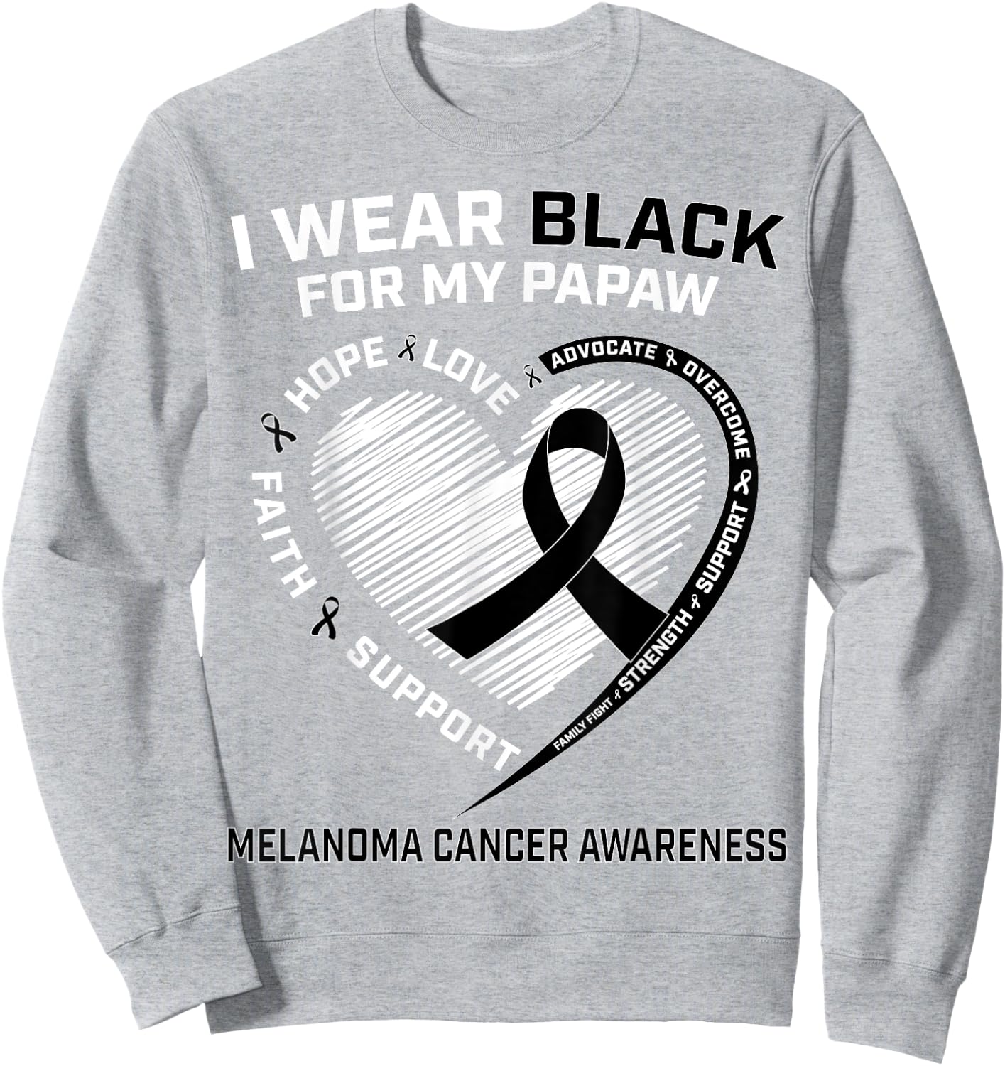 I Wear Black For My Papaw Melanoma Skin Cancer Awareness Sweatshirt - Sweatshirt | Ash