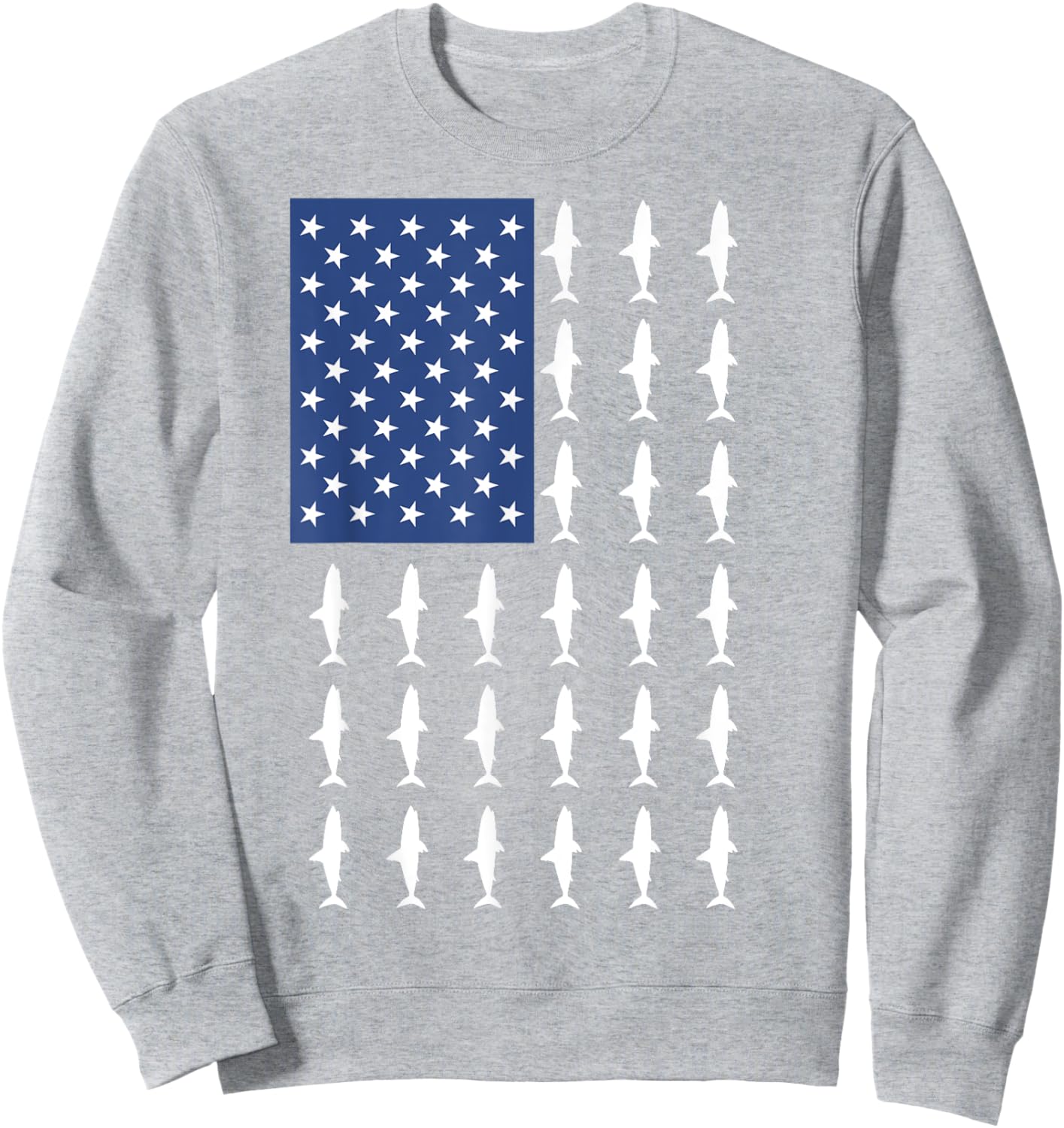 4th of July Shark Shirt - American Flag Shark for Kids Sweatshirt - Sweatshirt | Ash