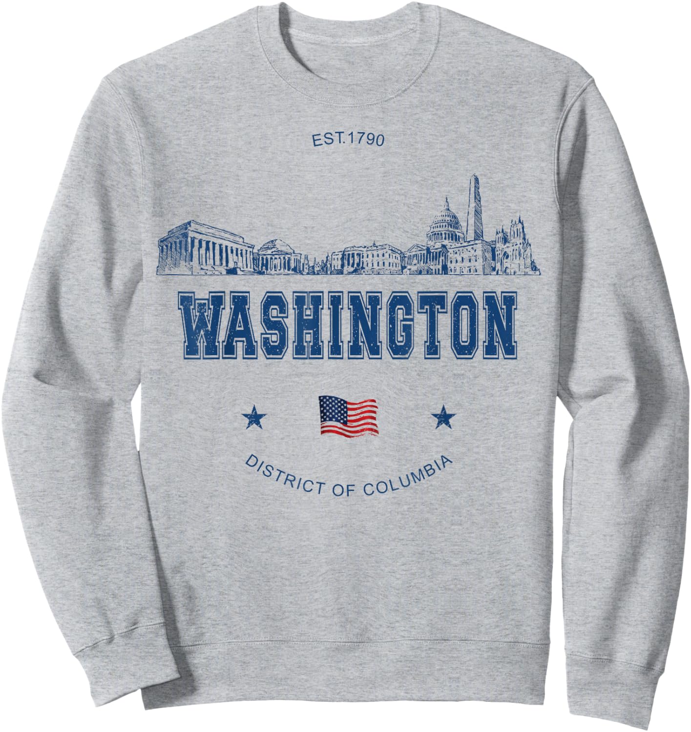 Washington DC Skyline Vintage Sweatshirt - Sweatshirt | Ash