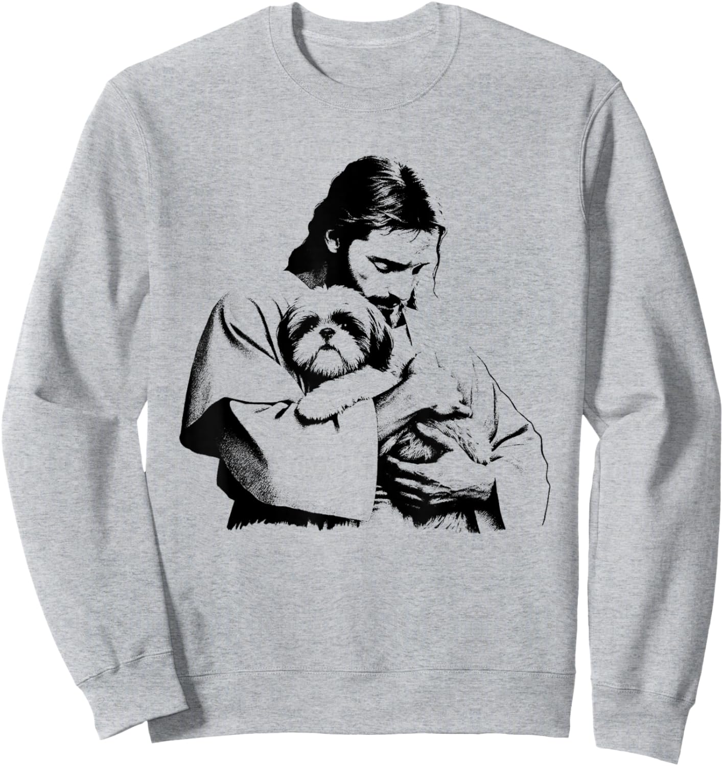 Jesus Shih Tzu Dog - Funny Christian Religious Dog Lover Women Girls Kids Sweatshirt - Sweatshirt | Ash